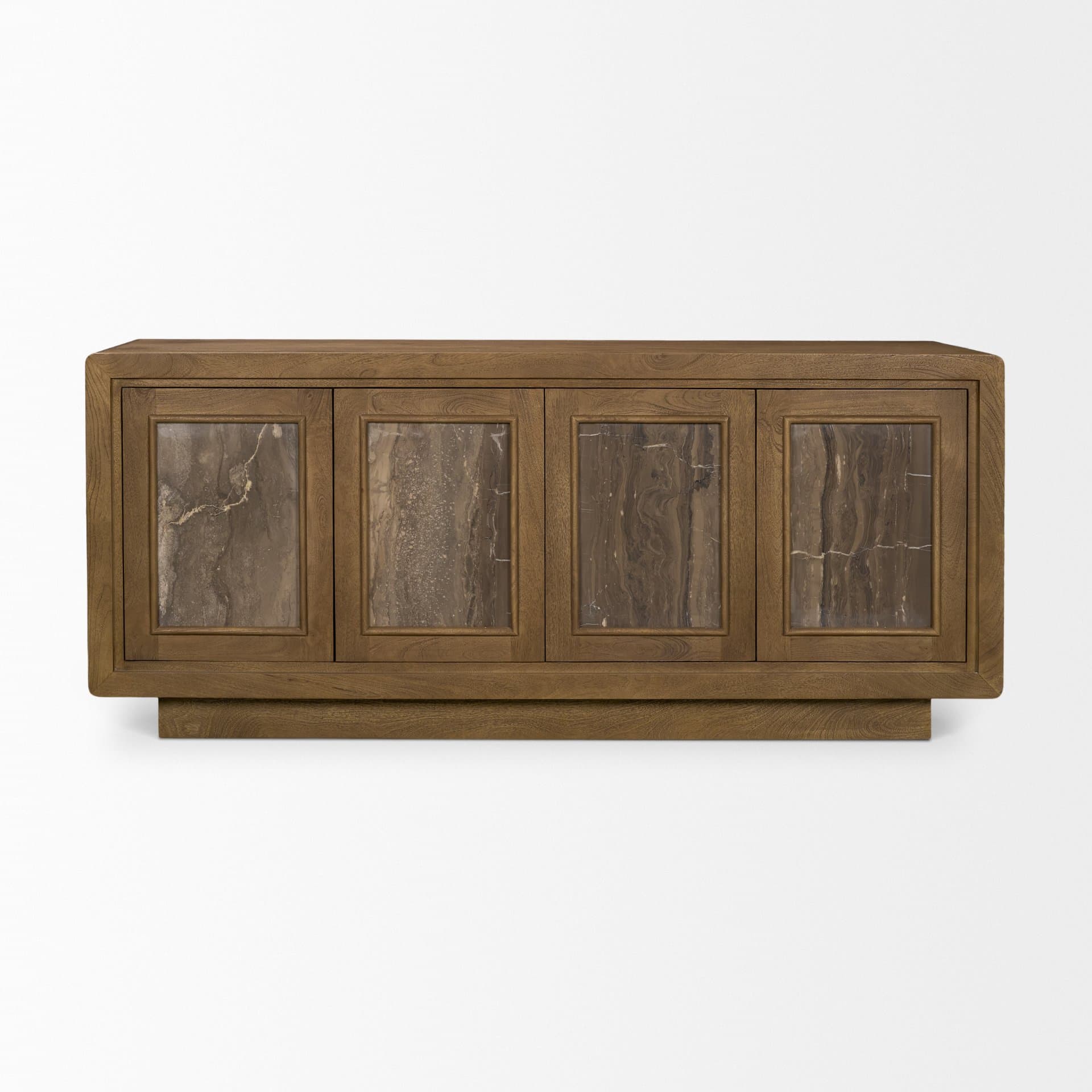 Valterra Dark Brown Wood w/ Cappuccino Marble 4 Door Sideboard — product photograph