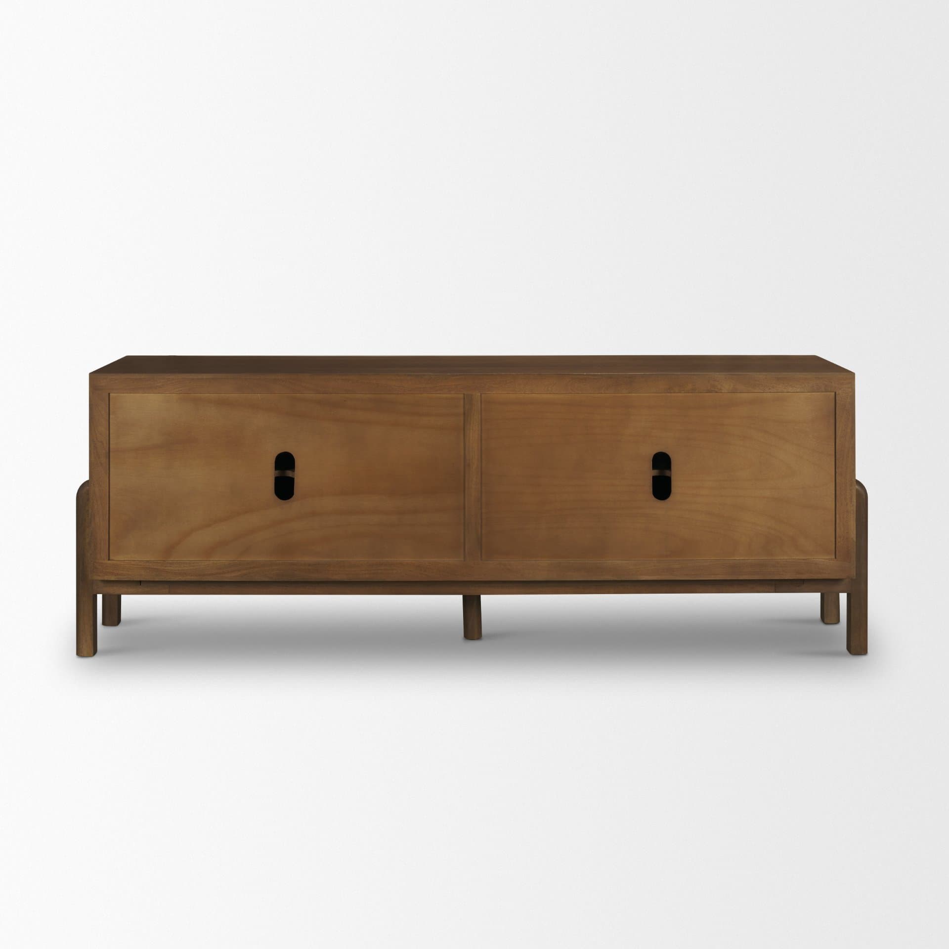Trellyn Dark Brown Solid Wood 4-Door w/ Carved Woven Doors Closed Sideboard — product photograph