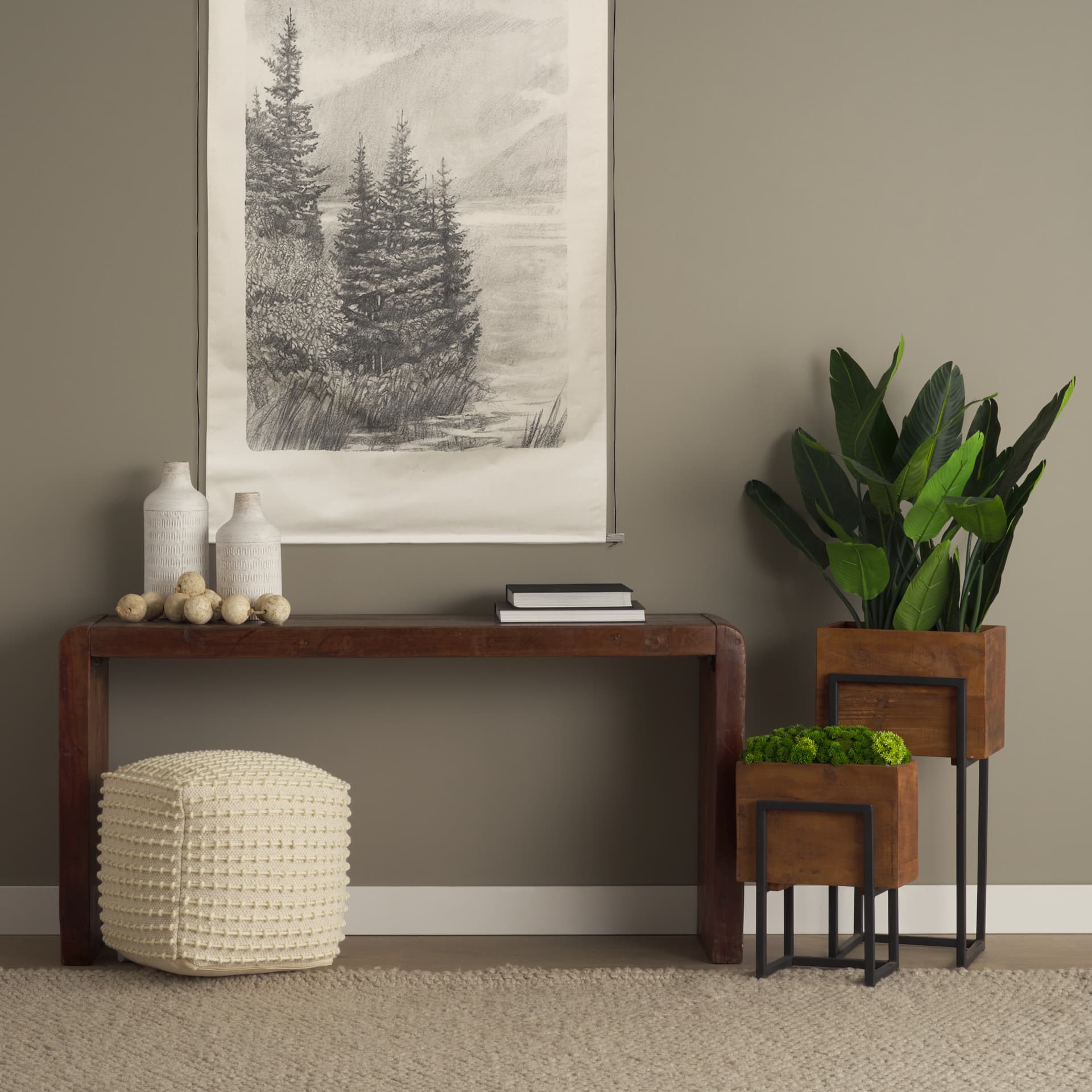 Estelle Rustic Brown Reclaimed Wood Console Table — product photograph