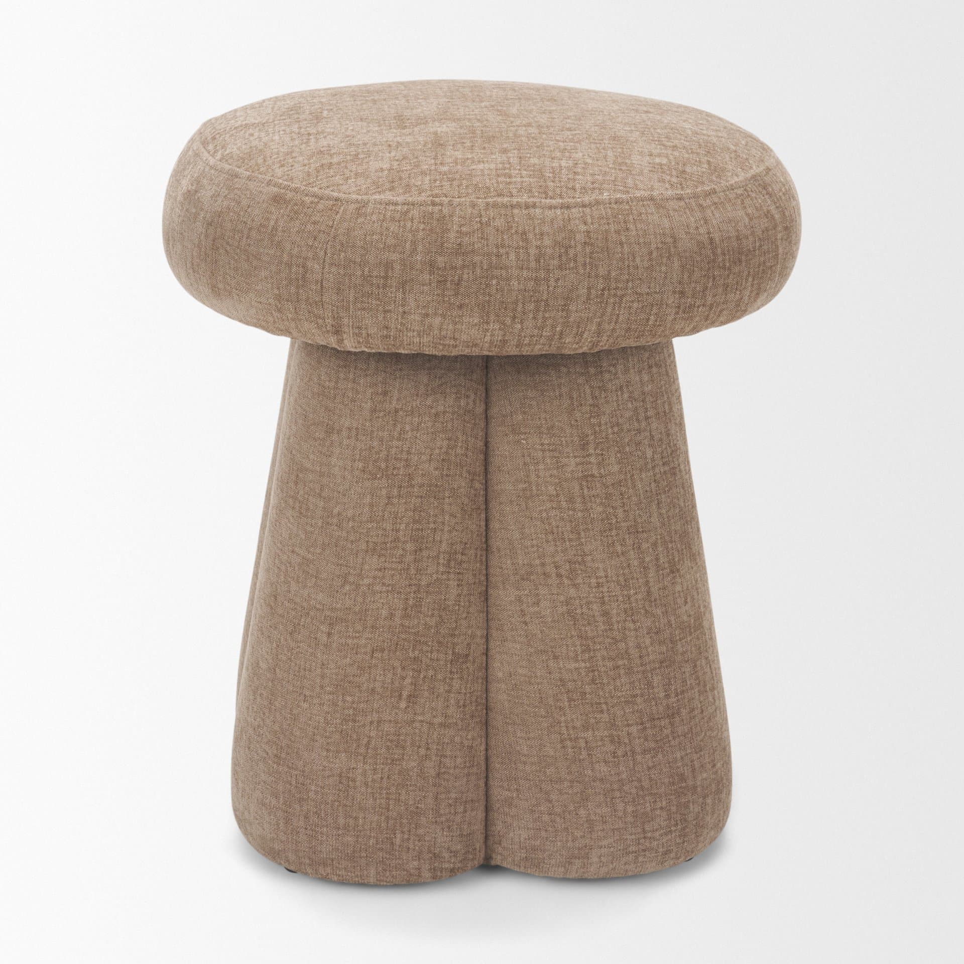 Oona Upholstered Ottoman | Stonewashed Latte Fabric | 3 Legs — product photograph