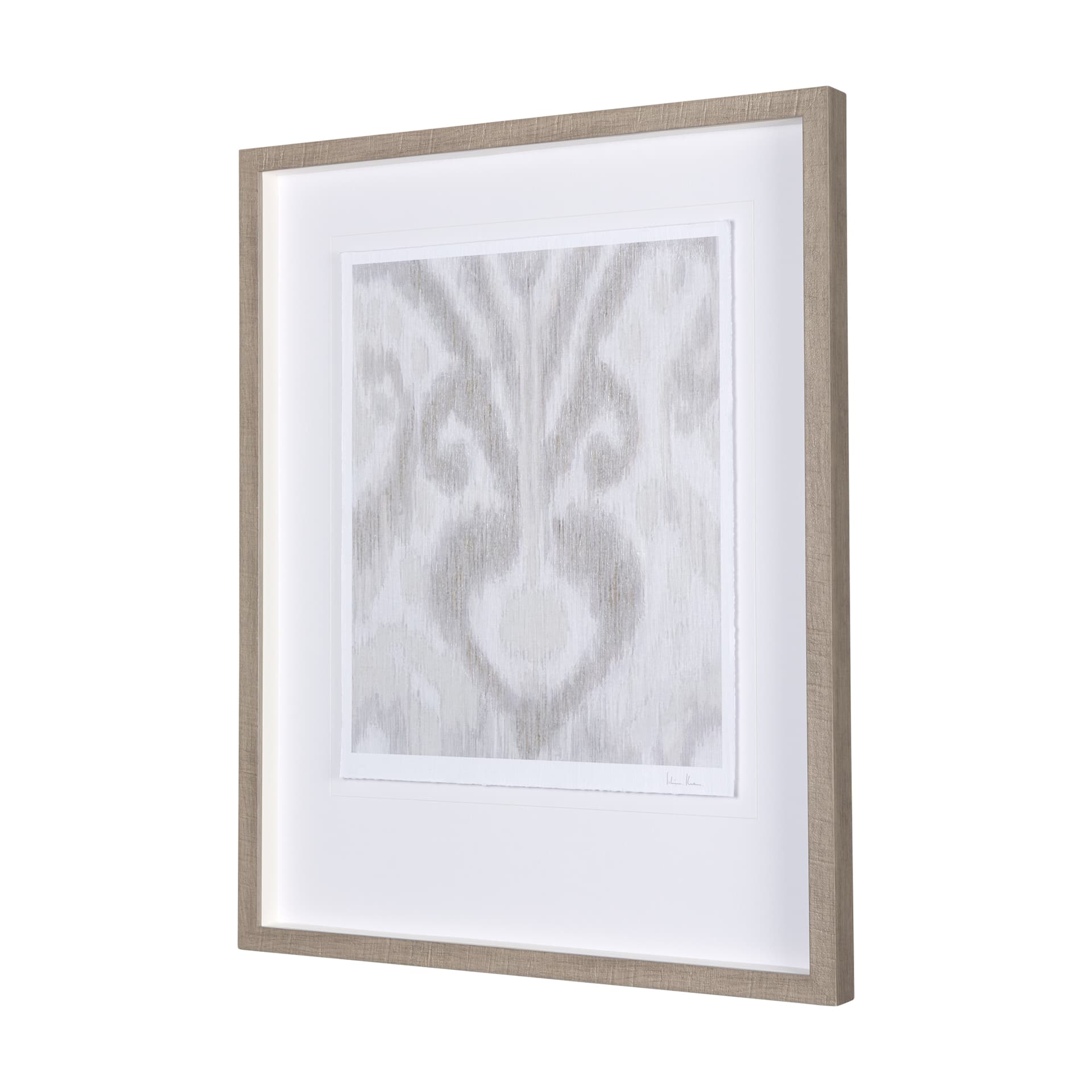 Ikat Patterns V by Silvia Krause a Hand Embellished Textured Framed Art Print Matted under Glass — product photograph