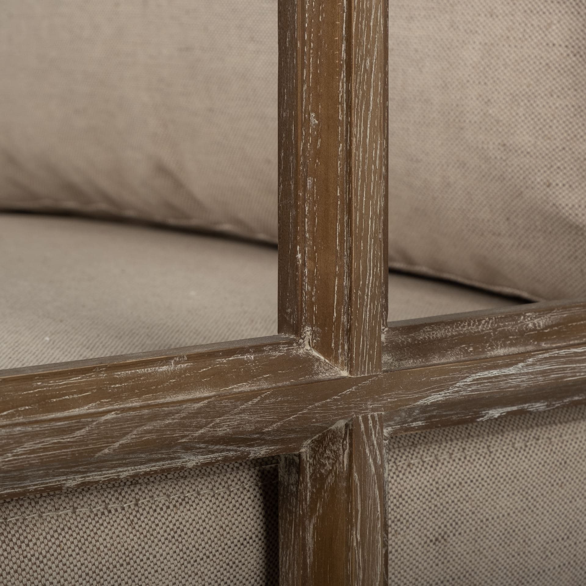 Skylar II Tan Fabric Covered Cushioned Demi-Lune Wooden Frame Accent Chair — product photograph