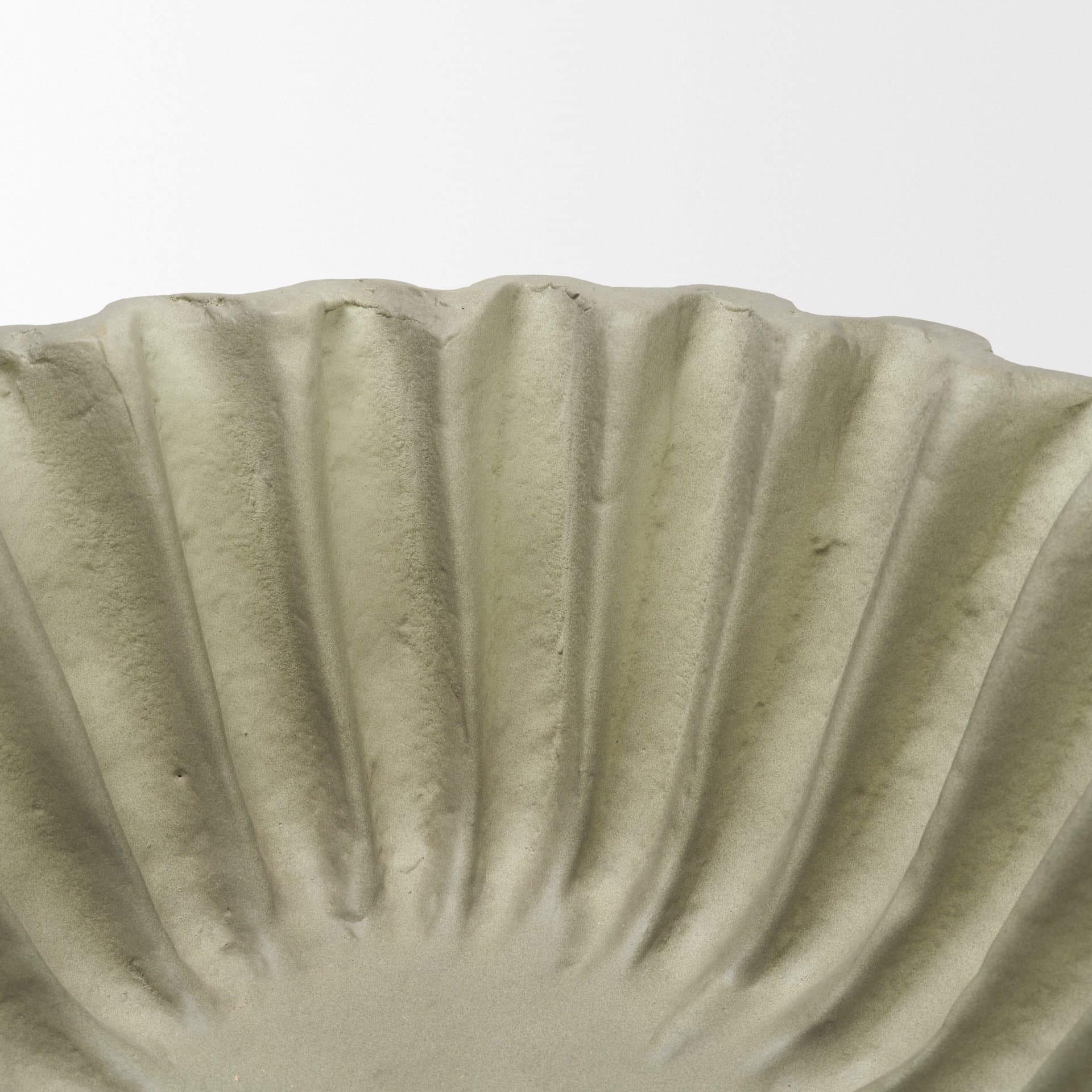 Camelia Small Fluted Sage Green Paper Mache Round Centerpiece Bowl — product photograph