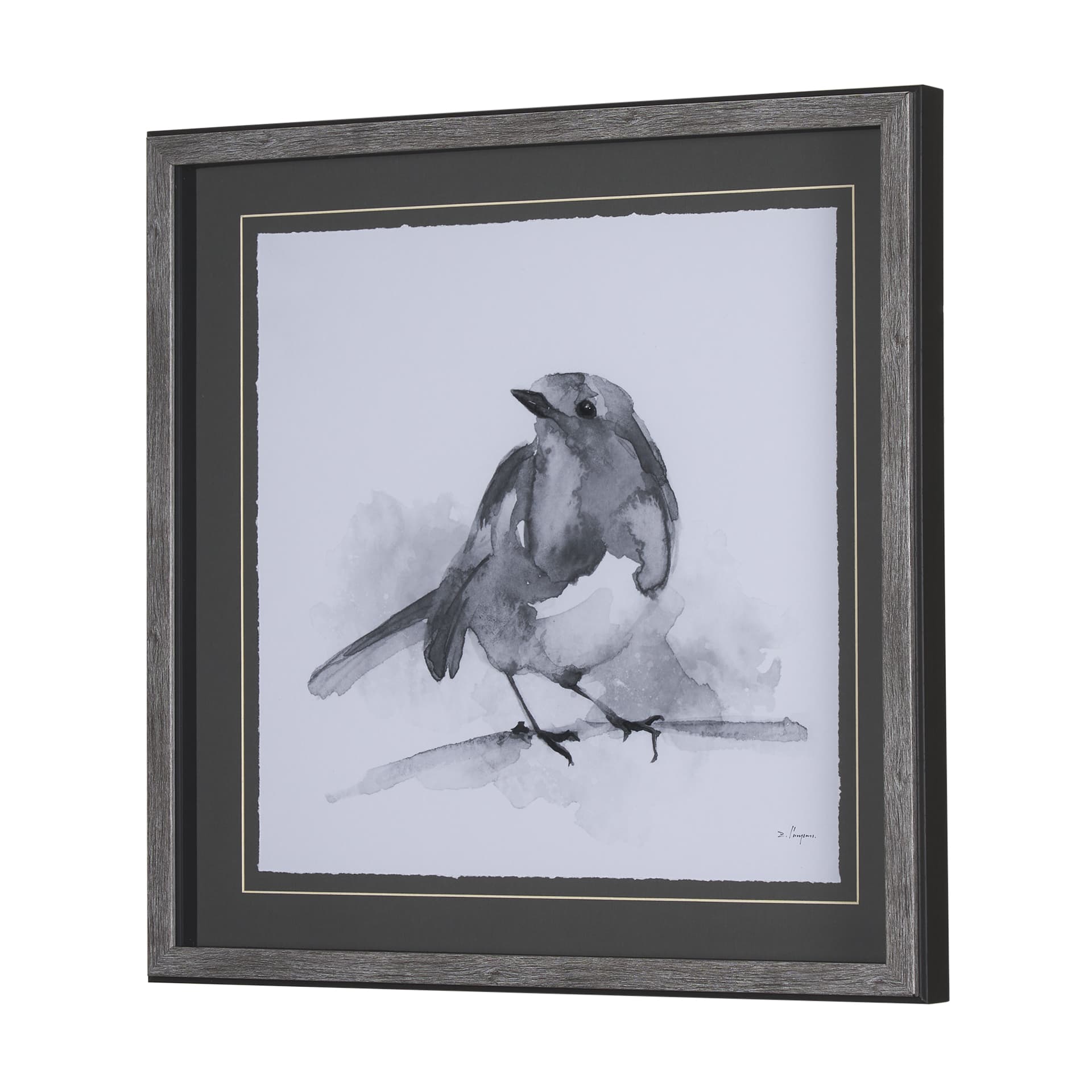 Robin BW I by Mercana Studio a Hand Embellished Textured Framed Art Print Matted under Glass — product photograph