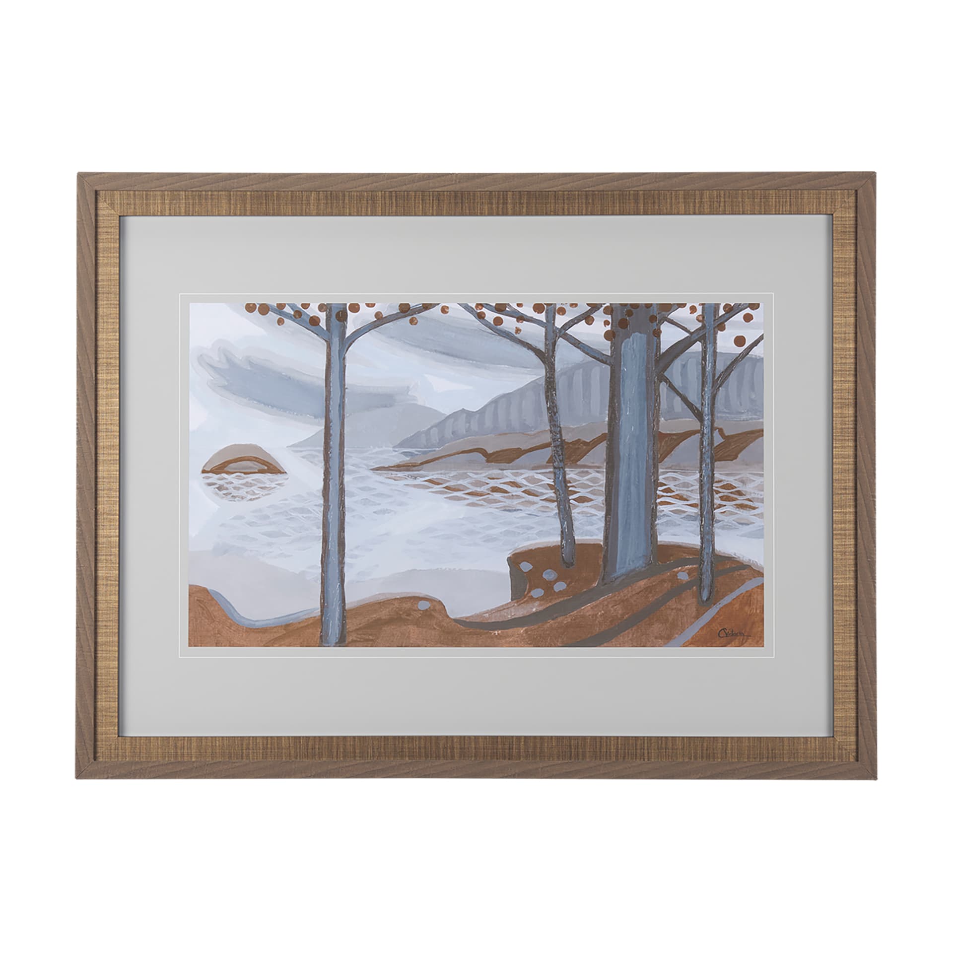 Windy Day by Mercana Studio a Hand Embellished Textured Framed Art Print Matted under Glass — product photograph