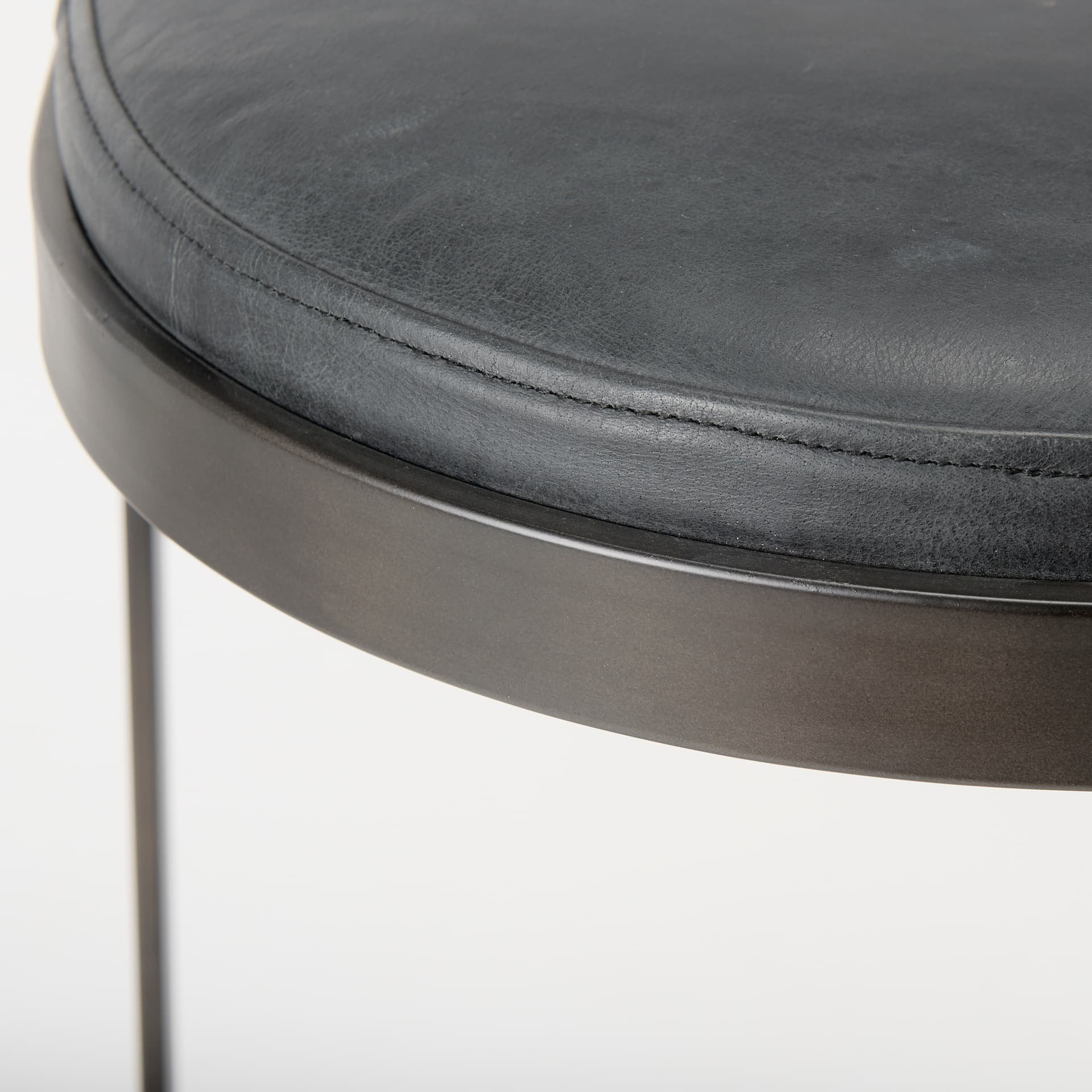 Tyson Backless 28in Seat Bar Stool | Black Leather w/ Black Metal — product photograph