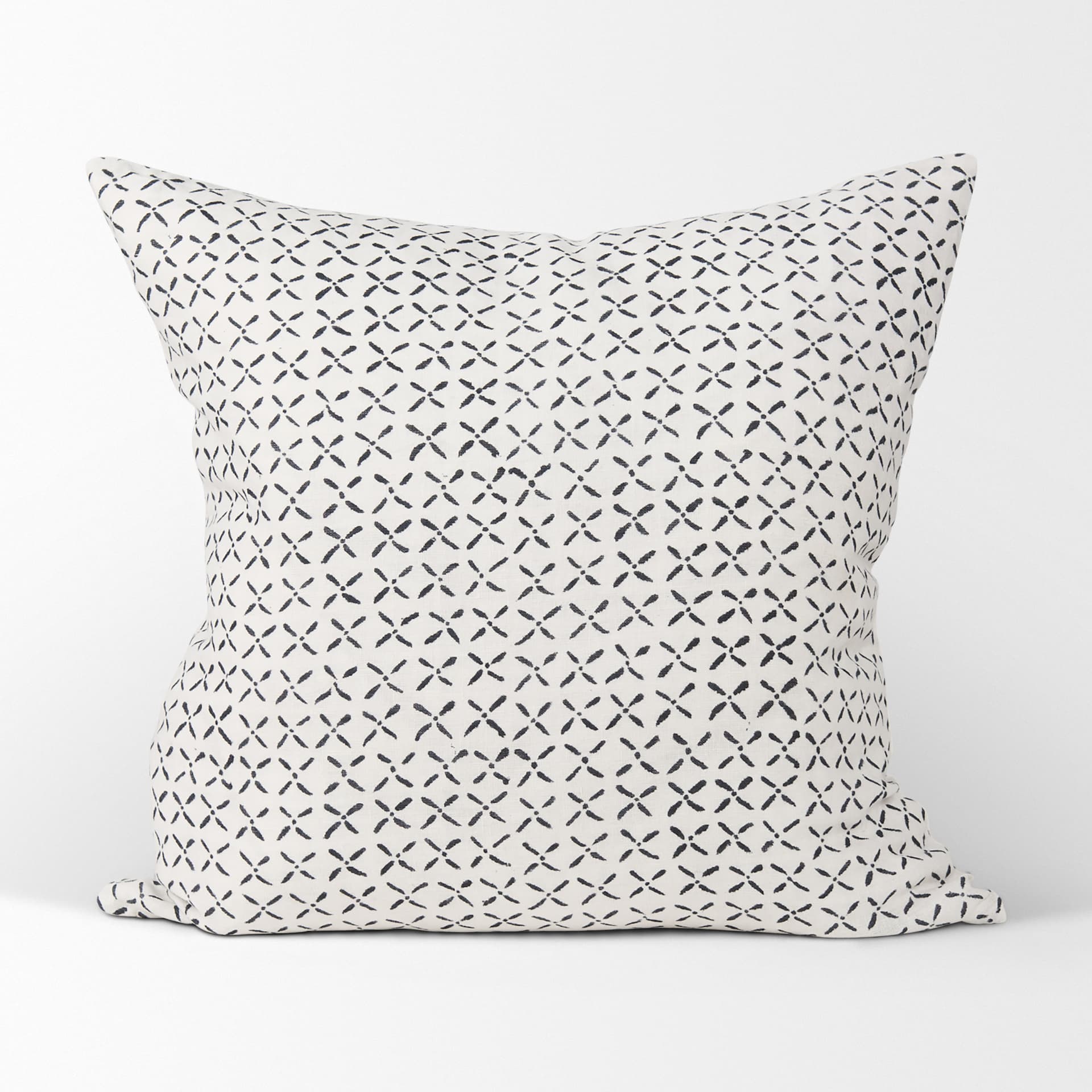 Jayden 22x22 Cream w/ Black Print Linen Square Pillow Cover — product photograph