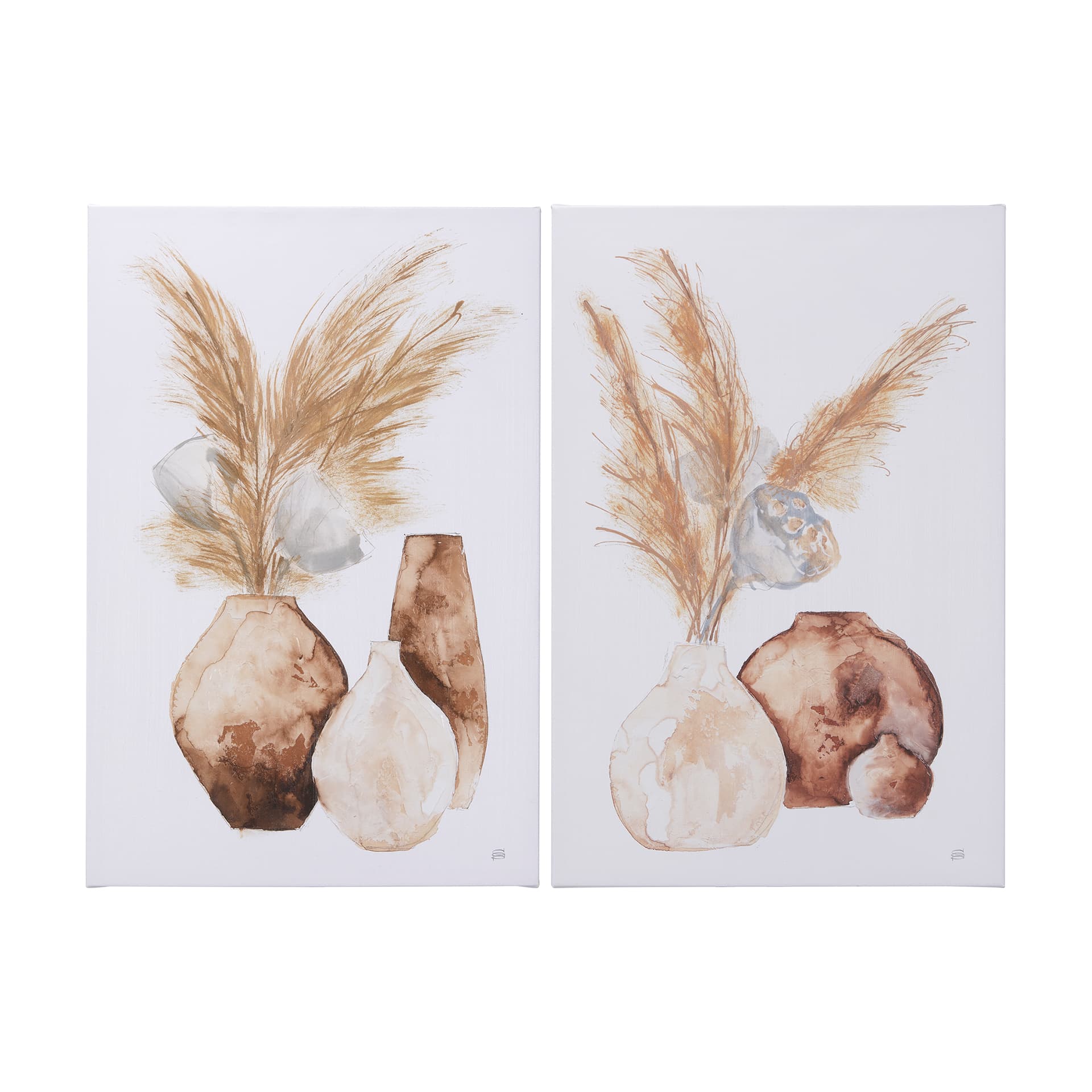 Vase Gray Lotus Pods by Mercana Studio a Hand Embellished Textured Canvas — product photograph