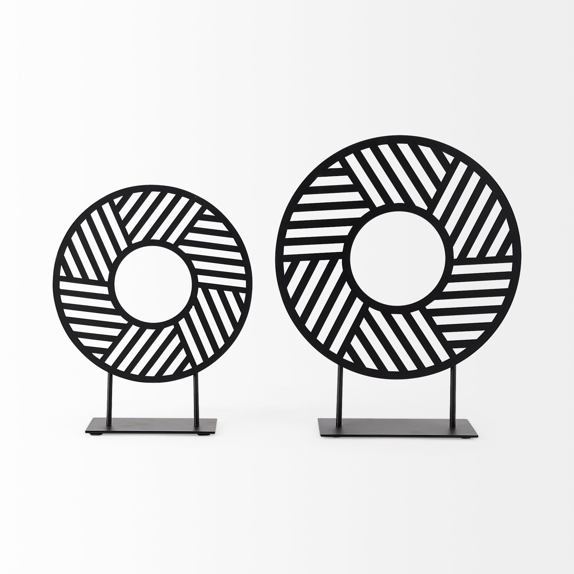 Micra 11.0L x 3.0W x 13.4H Matte Black Metal Decorative Object on a Stand — product photograph