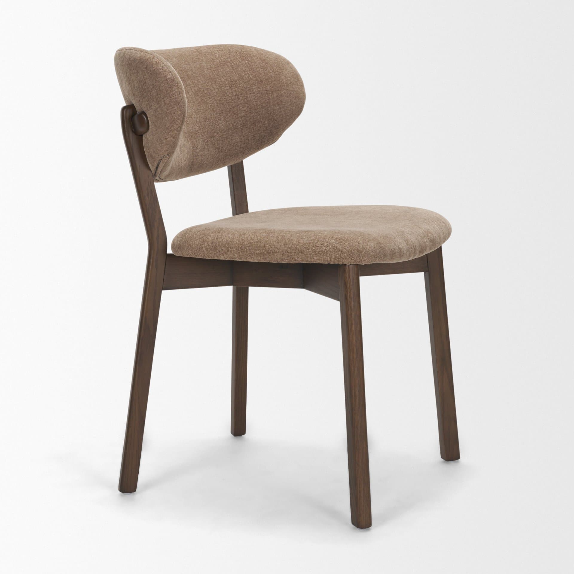 Cole Open Back Dining Side Chair | Stonewashed Latte Fabric w/ Wood — product photograph