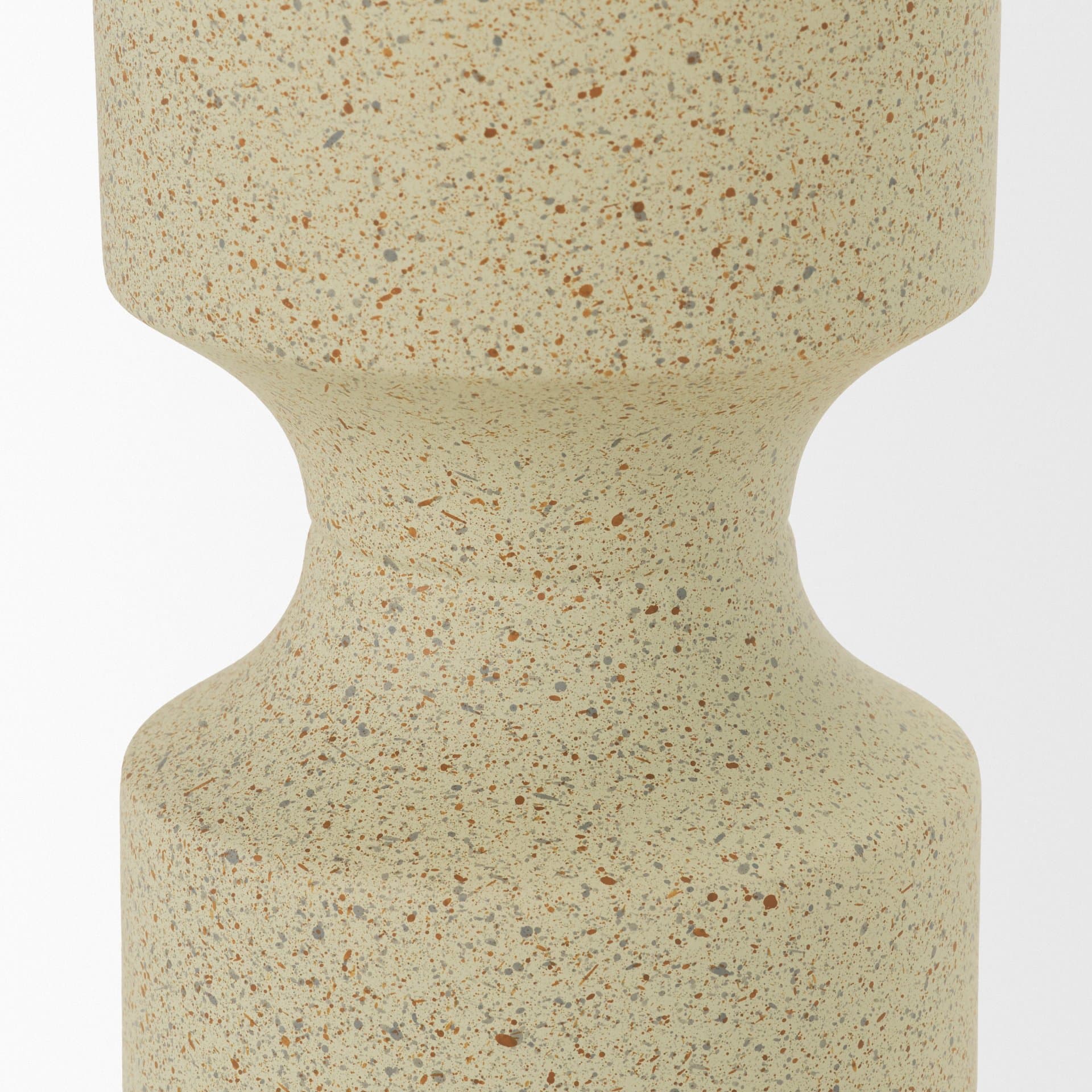 Akira Small Textured Beige Metal Pillar Candle Holder — product photograph