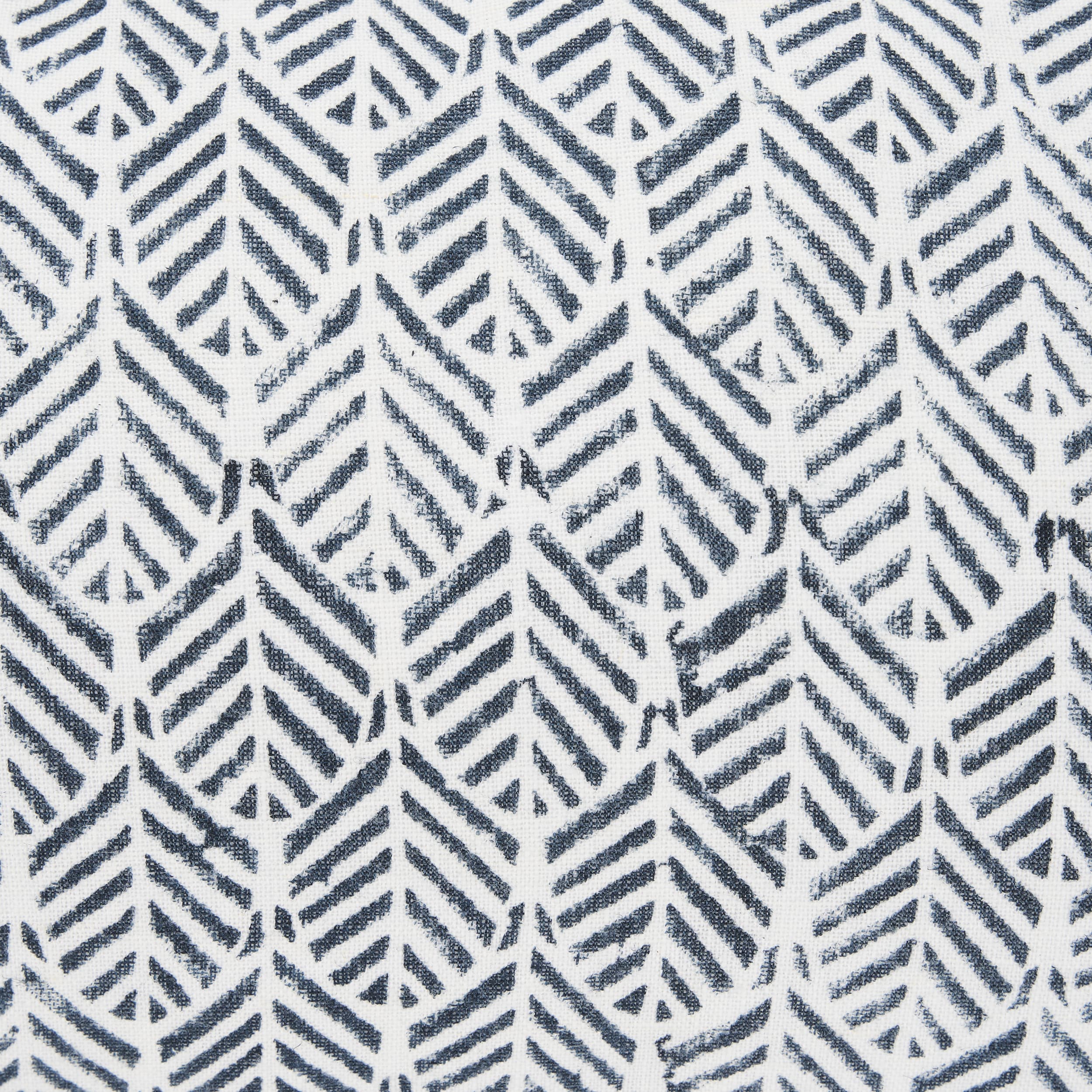 Janelle 14x26 Cream w/ Indigo Print Linen Lumbar Pillow Cover — product photograph