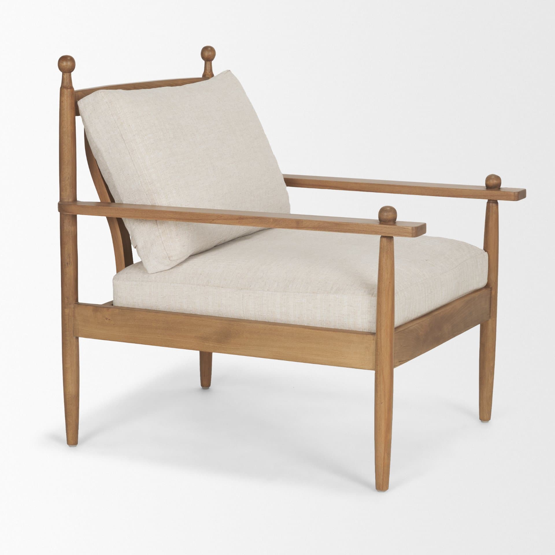 Danni Beige Fabric Beech Wood Framed Accent Lounge Chair — product photograph