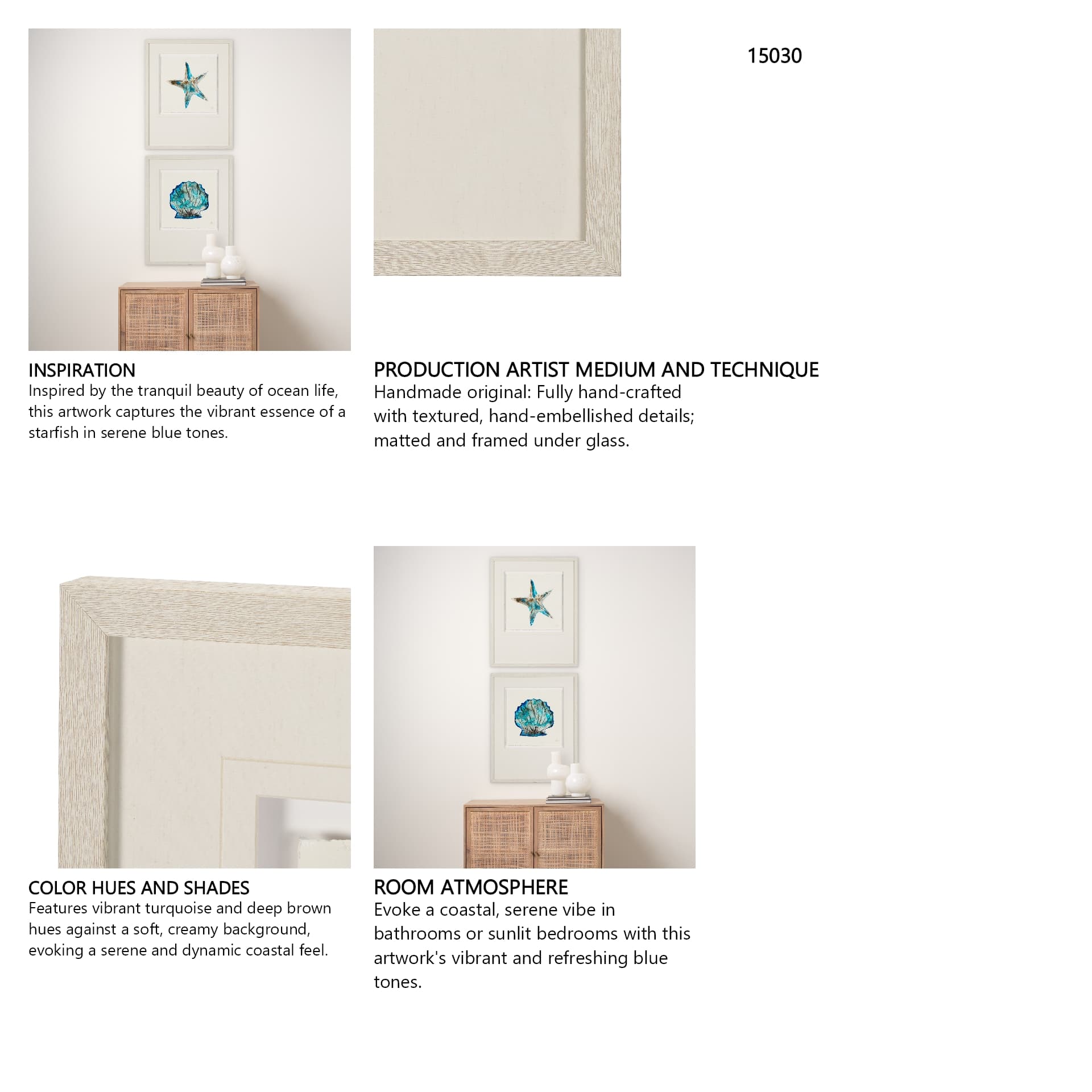 Sea Star by Studio M a handmade Original Framed Artwork under Glass — in a styled room