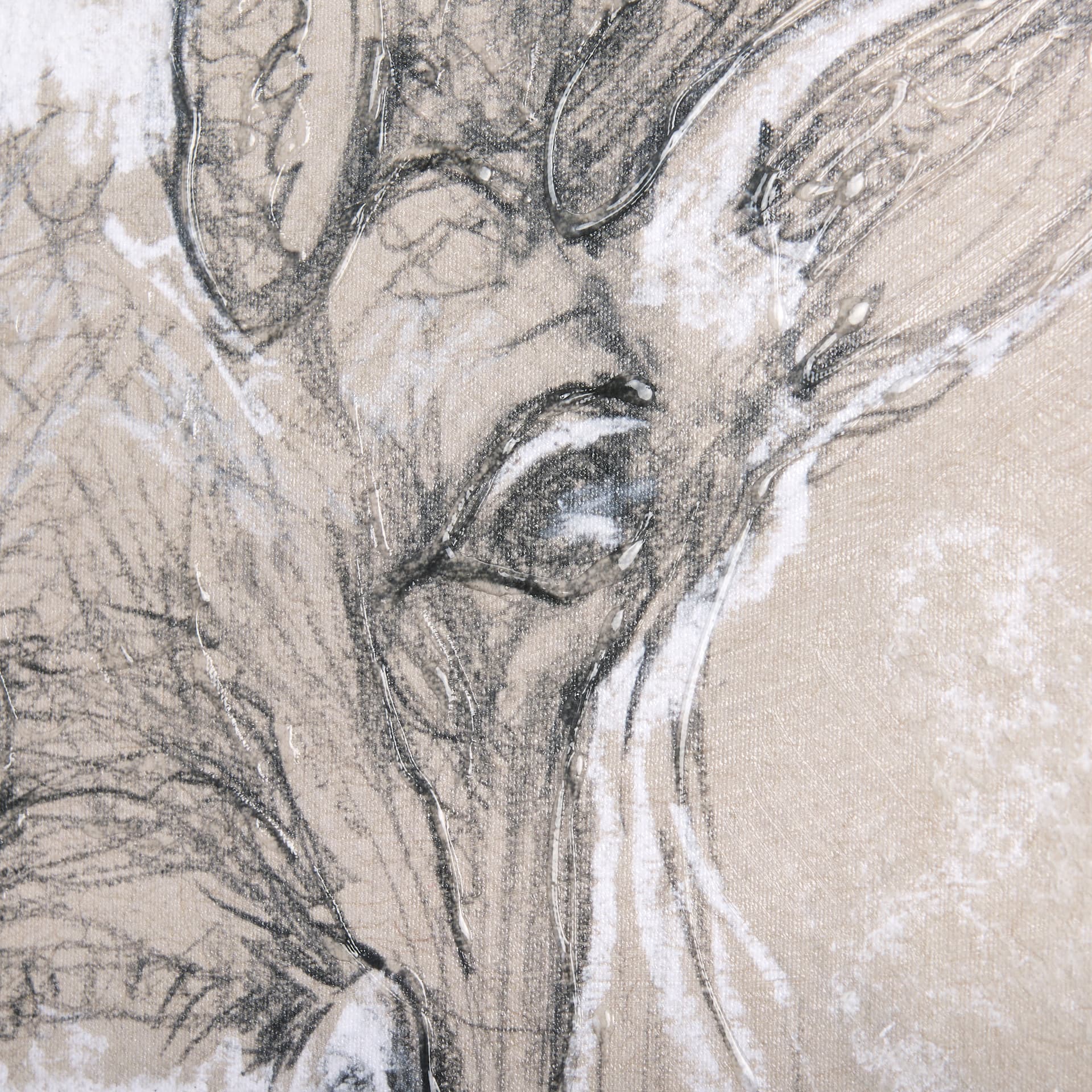Sketch of animal II (Caribou) by Mercana Studio a Hand Embellished Textured Canvas — product photograph