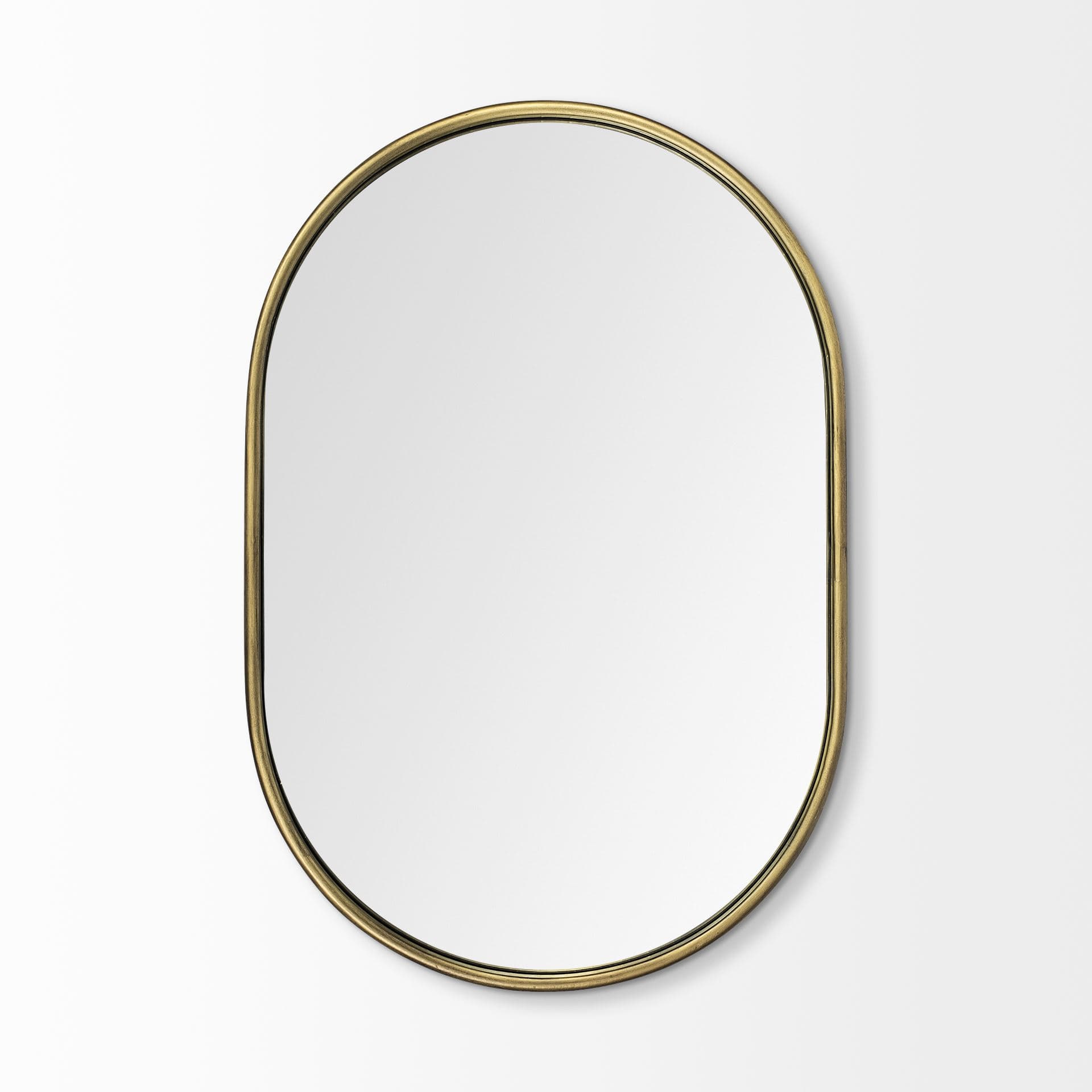 Sylvia I 24L x 35H Oval Gold Metal Frame Wall Mirror — product photograph