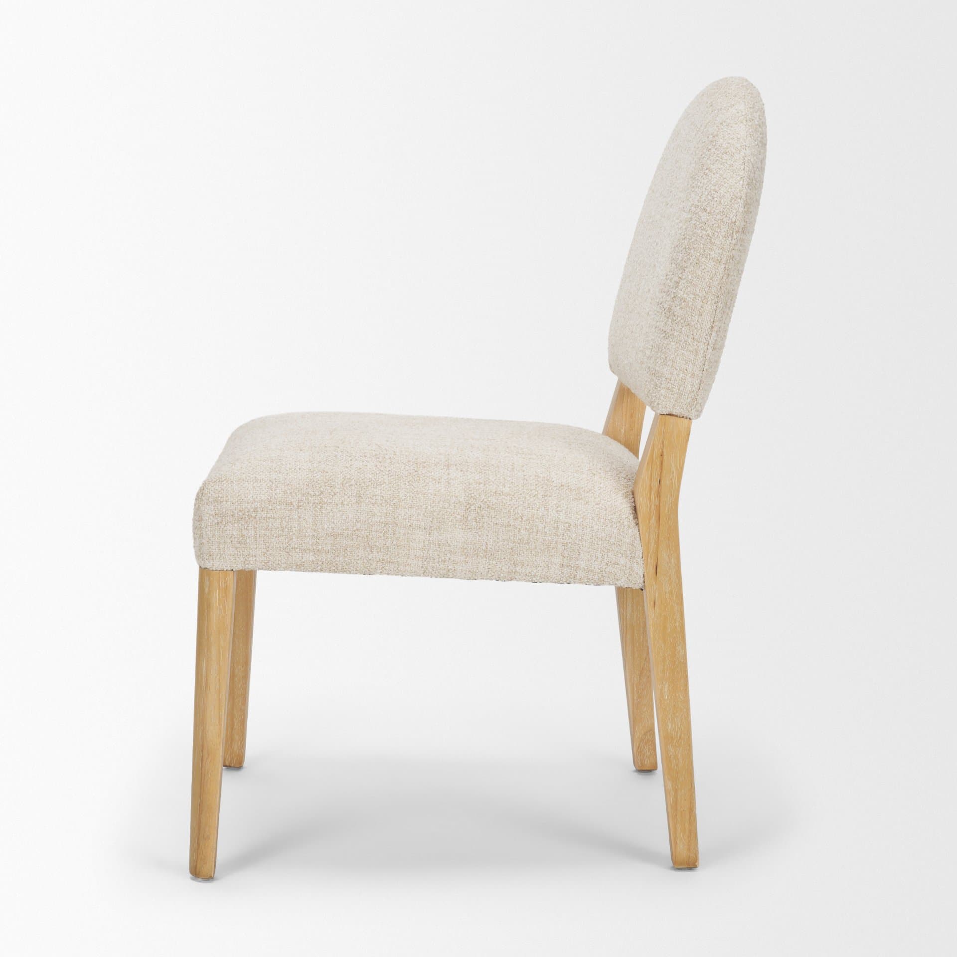 Martie Rounded Back Dining Side Chair | Oatmeal Fabric w/ Wood — product photograph