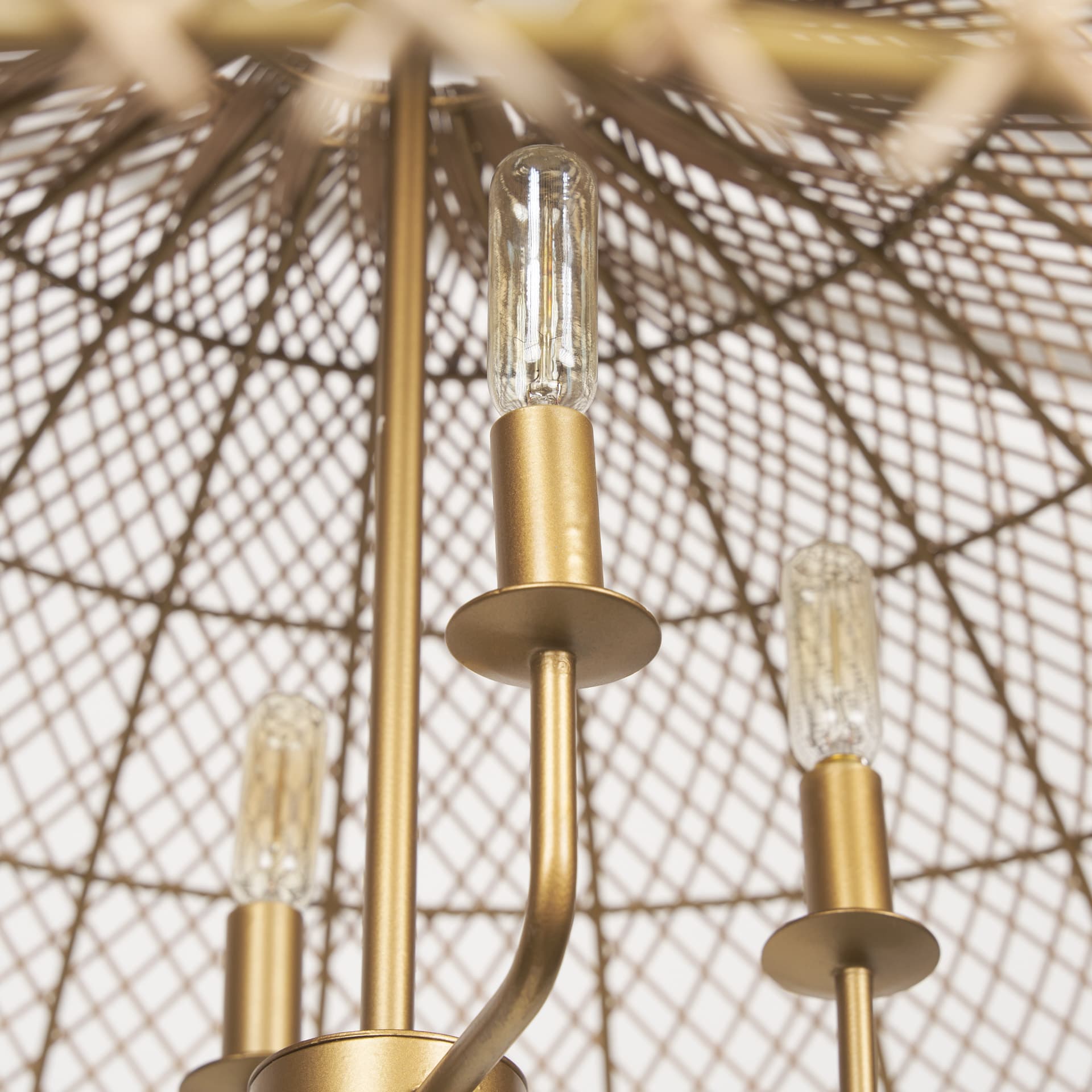 Thad 4-Light Natural Woven Rattan Dome Chandelier — product photograph