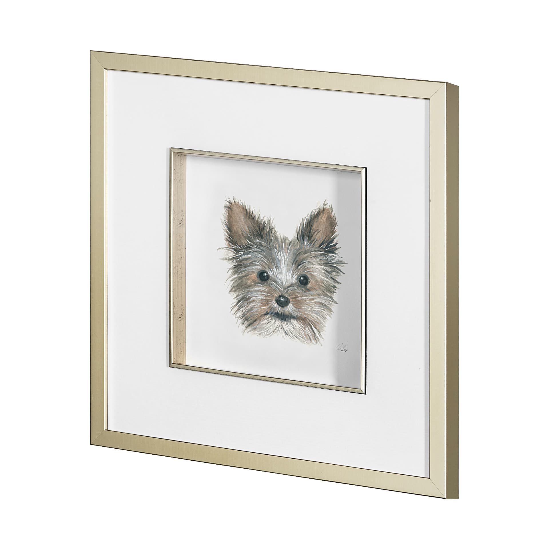 Eddie (Yorkie 1) by Mercana Studio a Hand Embellished Textured Framed Art Print Matted under Glass — product photograph