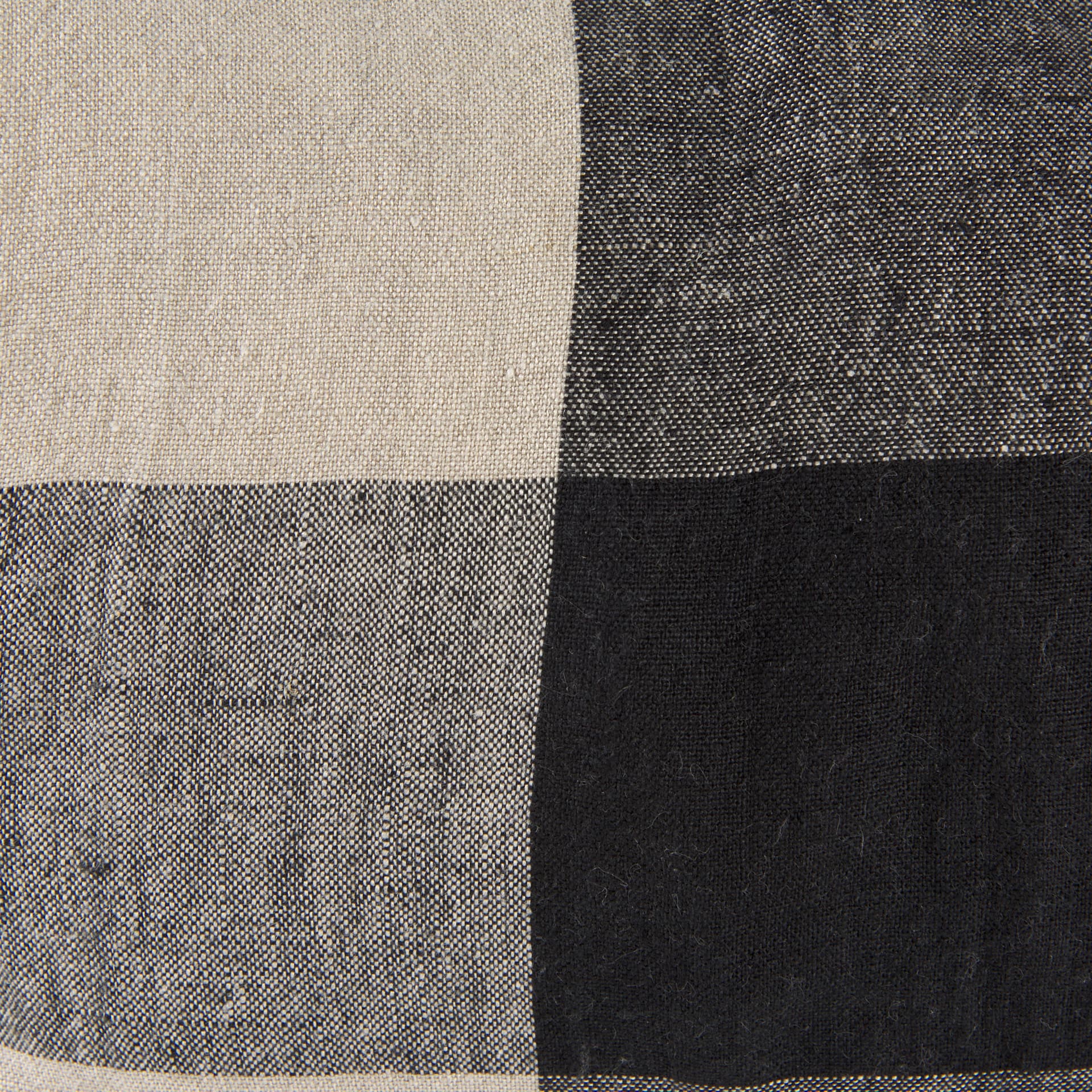 Raquel 13x21 Beige and Black Fabric Plaid Pillow Cover w/Down Filler — product photograph