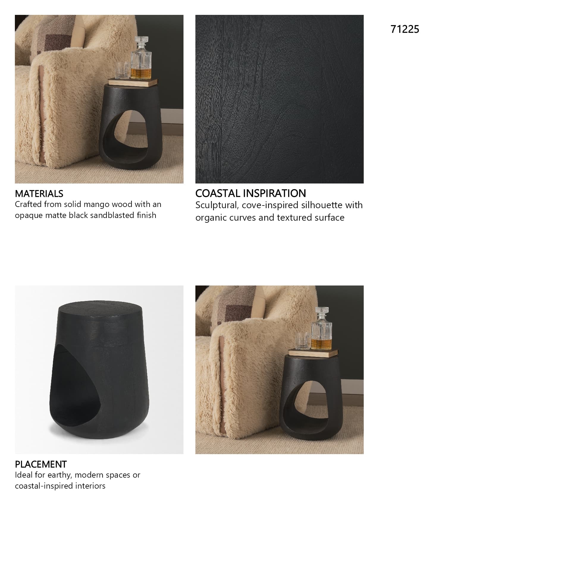 Cove Dark Brown Sculptural Open Side Table — product photograph
