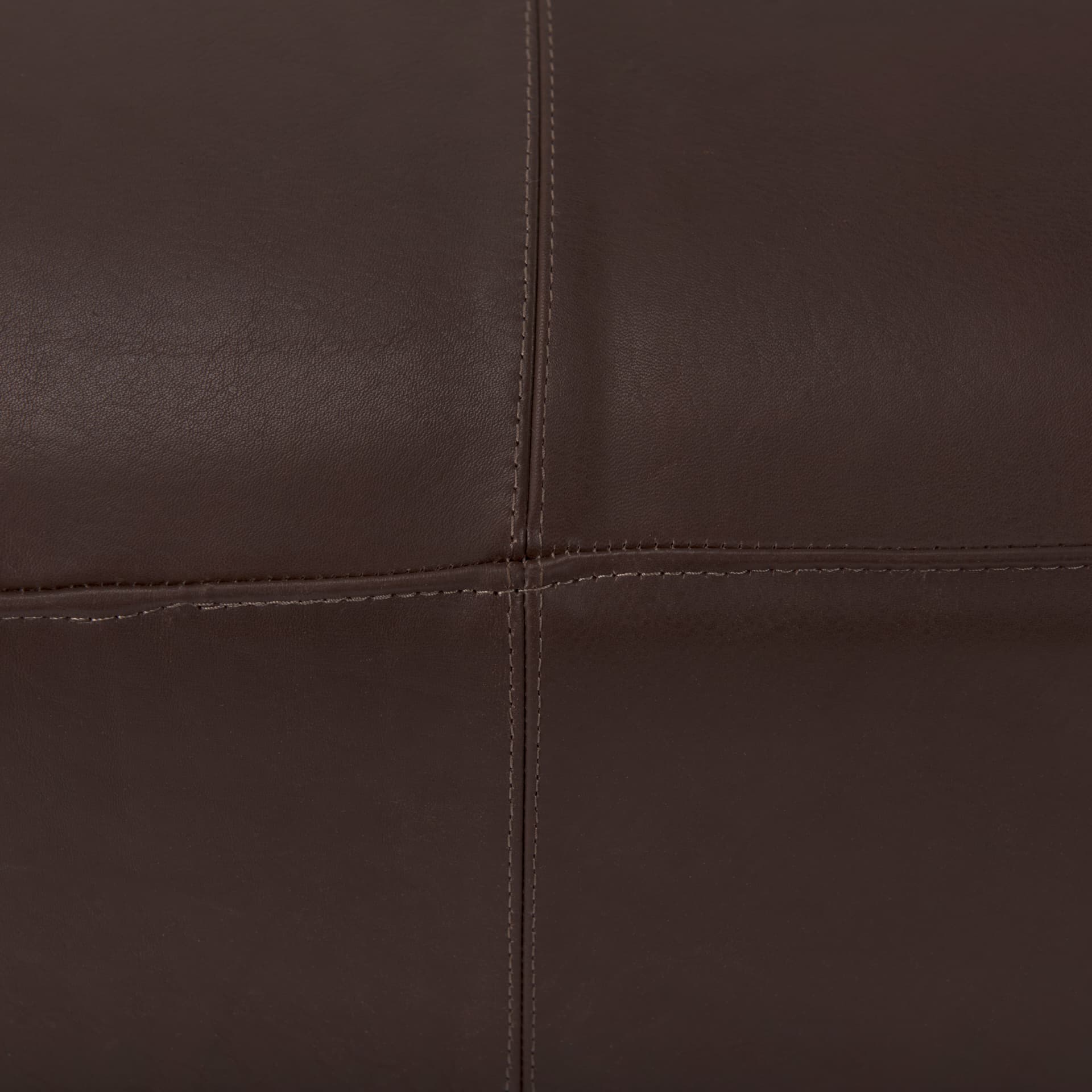 Minara 36L x 36W x 16H Square Dark Brown Leather Wrapped Ottoman — product photograph