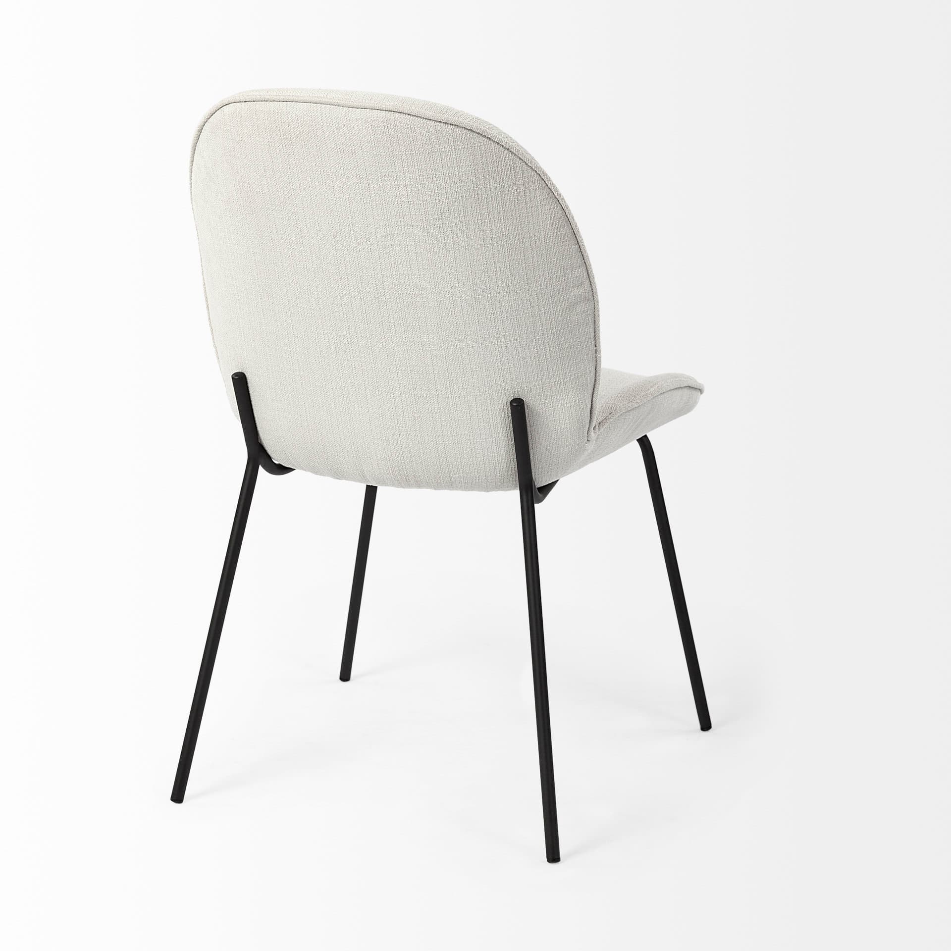 Inala Curved Back Dining Side Chair | White Fabric w/ Black Metal — product photograph