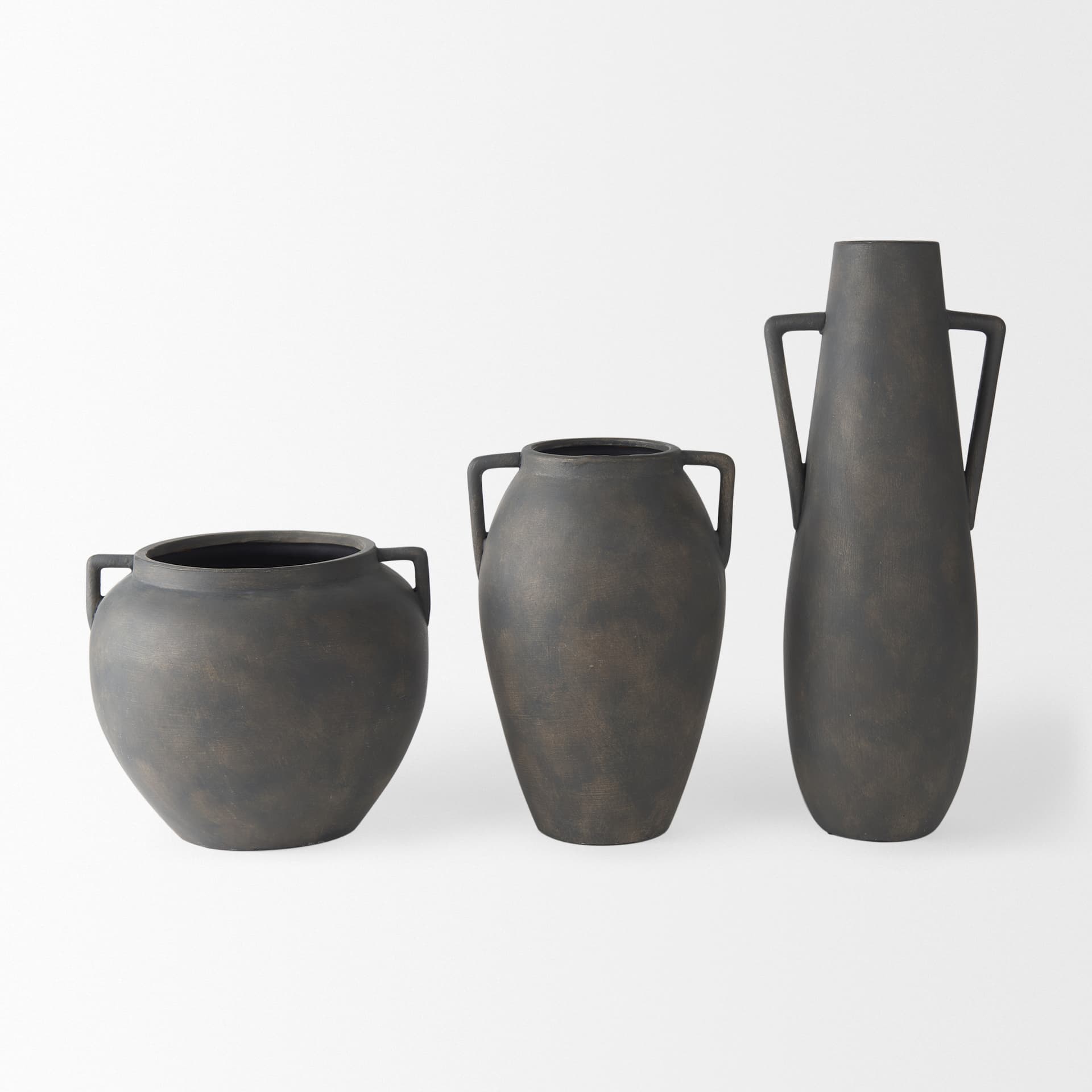 Kilian Tall Matte Brown-Gray Double Ear Vase — product photograph
