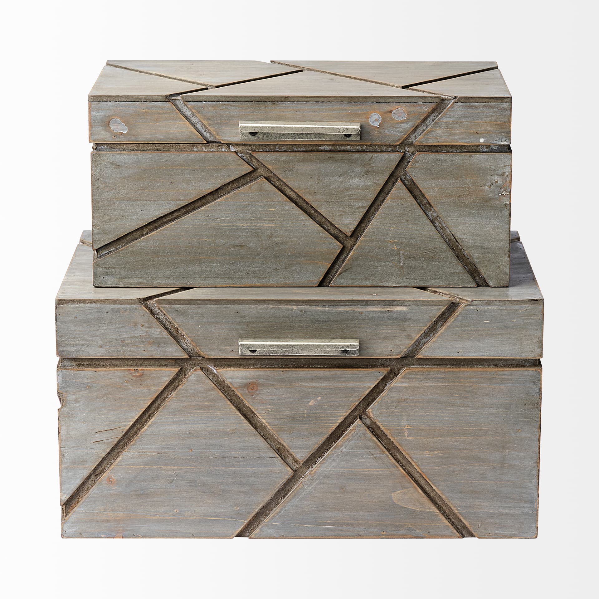 Niobe (Set of 2) 16L x 11W Gray Wooden Nesting Boxes — product photograph
