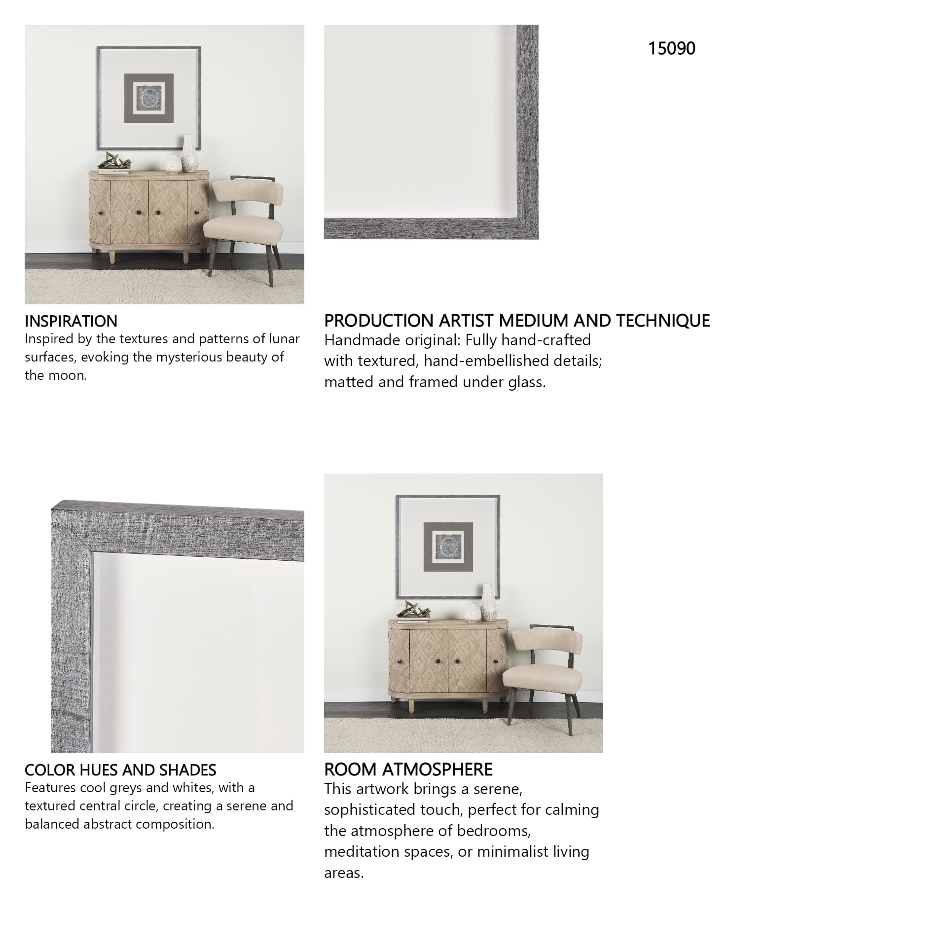 White Moon by Studio M a handmade Original Framed Artwork under Glass — in a styled room