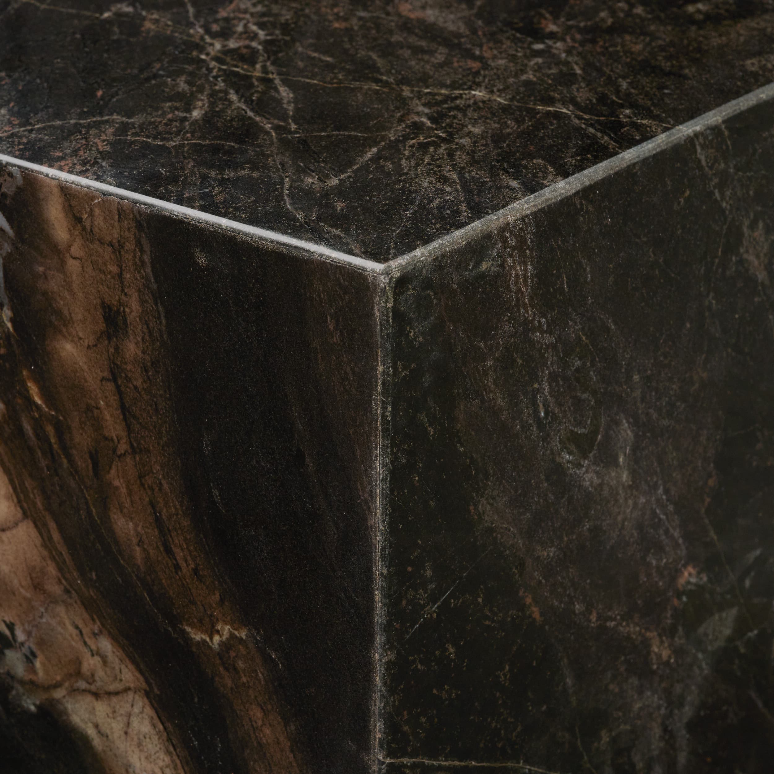 Quadra 20" Solid Black Marble Square Coffee Table — product photograph