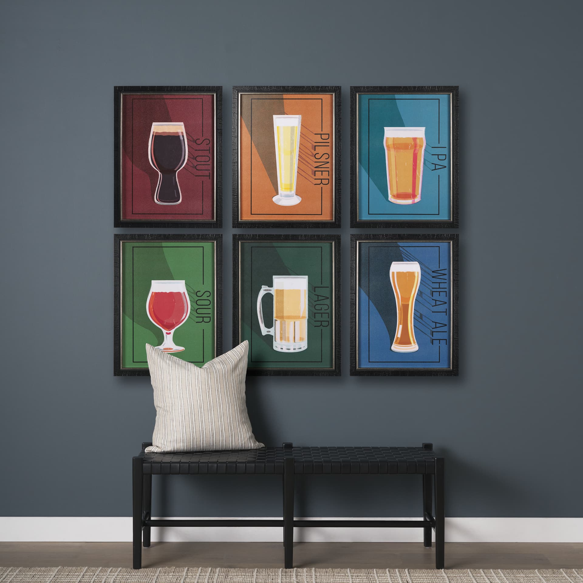 Beer Poster Sour by Mercana Studio a Hand Embellished Textured Framed Art Print — in a styled room
