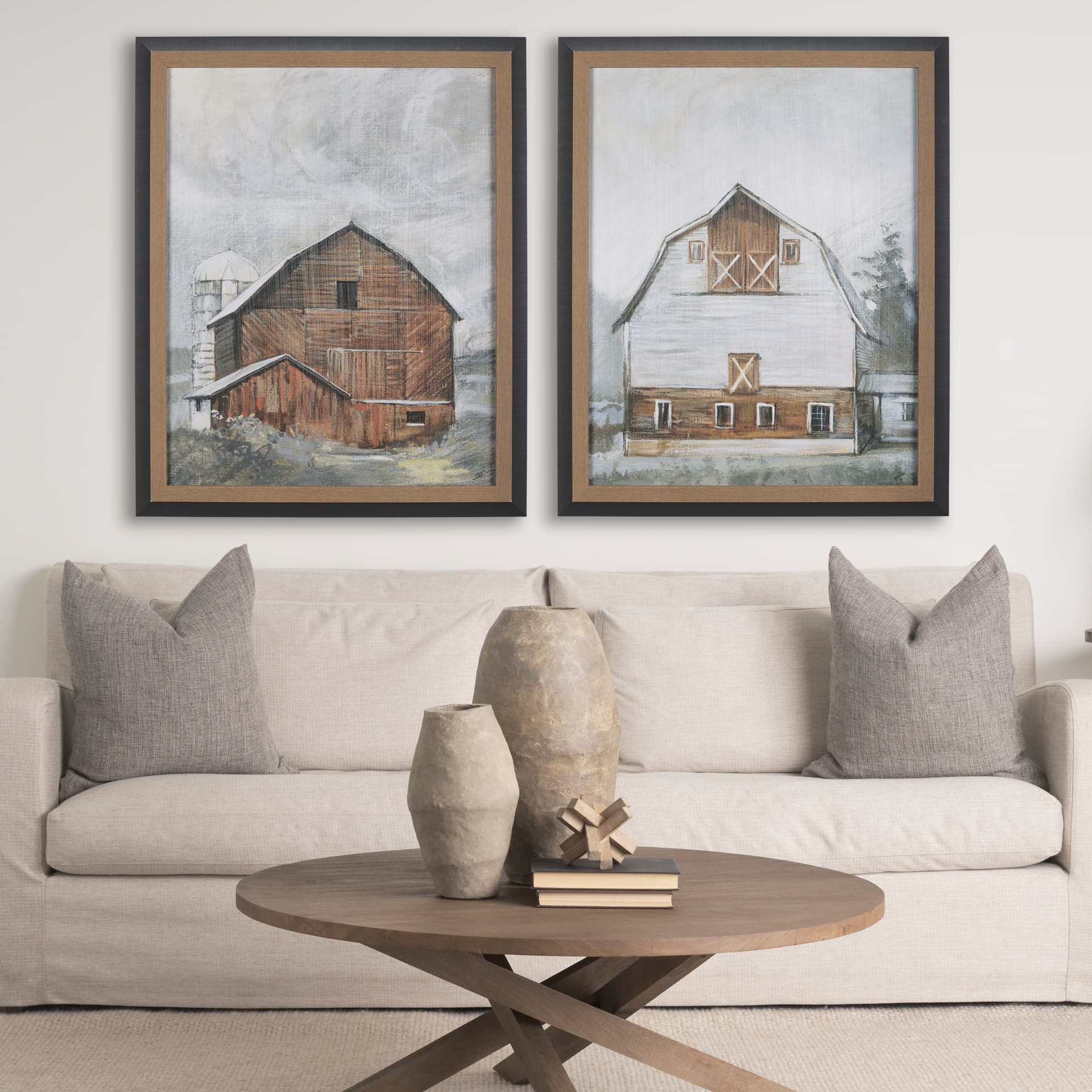 Old Barn I by Mercana Studio a Hand Embellished Textured Framed Art Print — in a styled room
