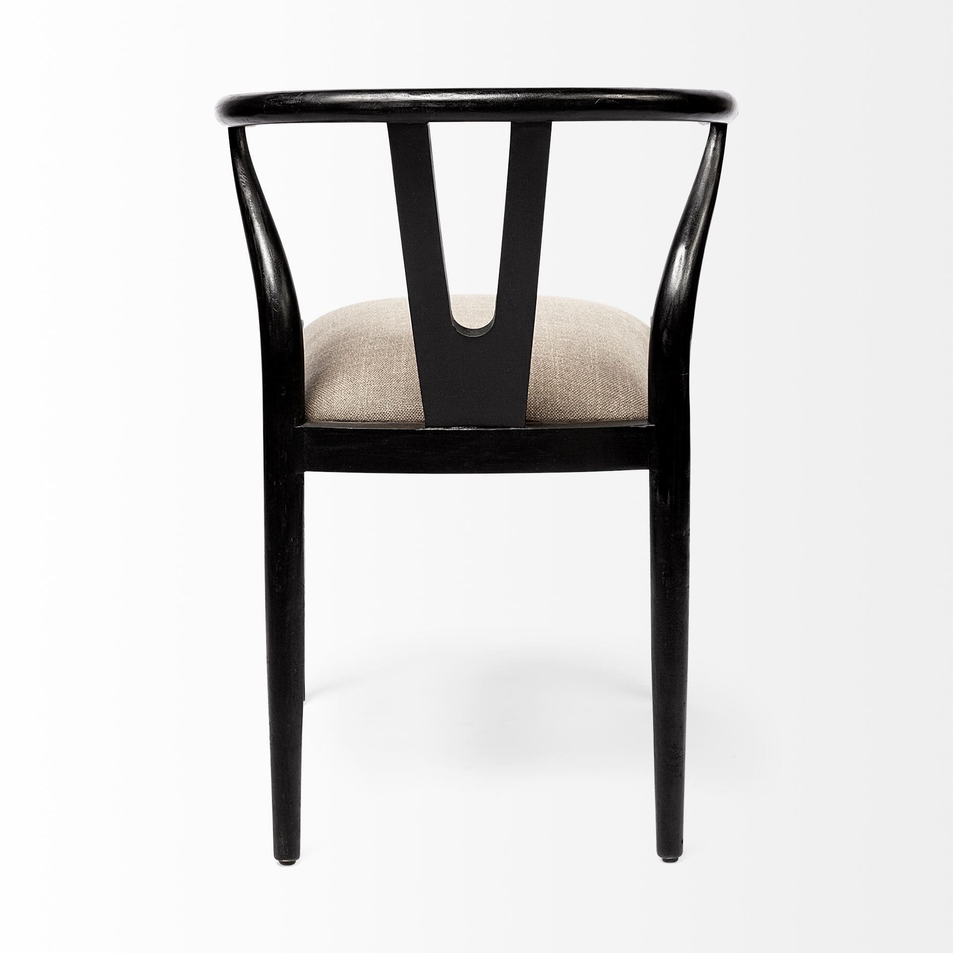 Trixie Curved Back Dining Arm Chair | Dark Taupe Fabric w/ Wooden — product photograph