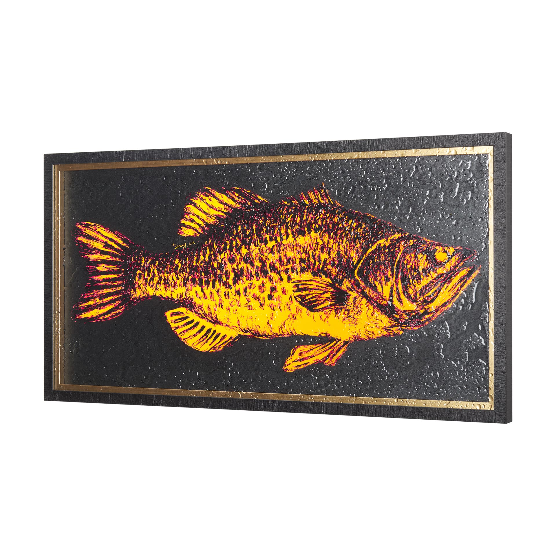 Largemouth Bass Orange by Mercana Studio a Hand Embellished Textured Framed Art Print — product photograph