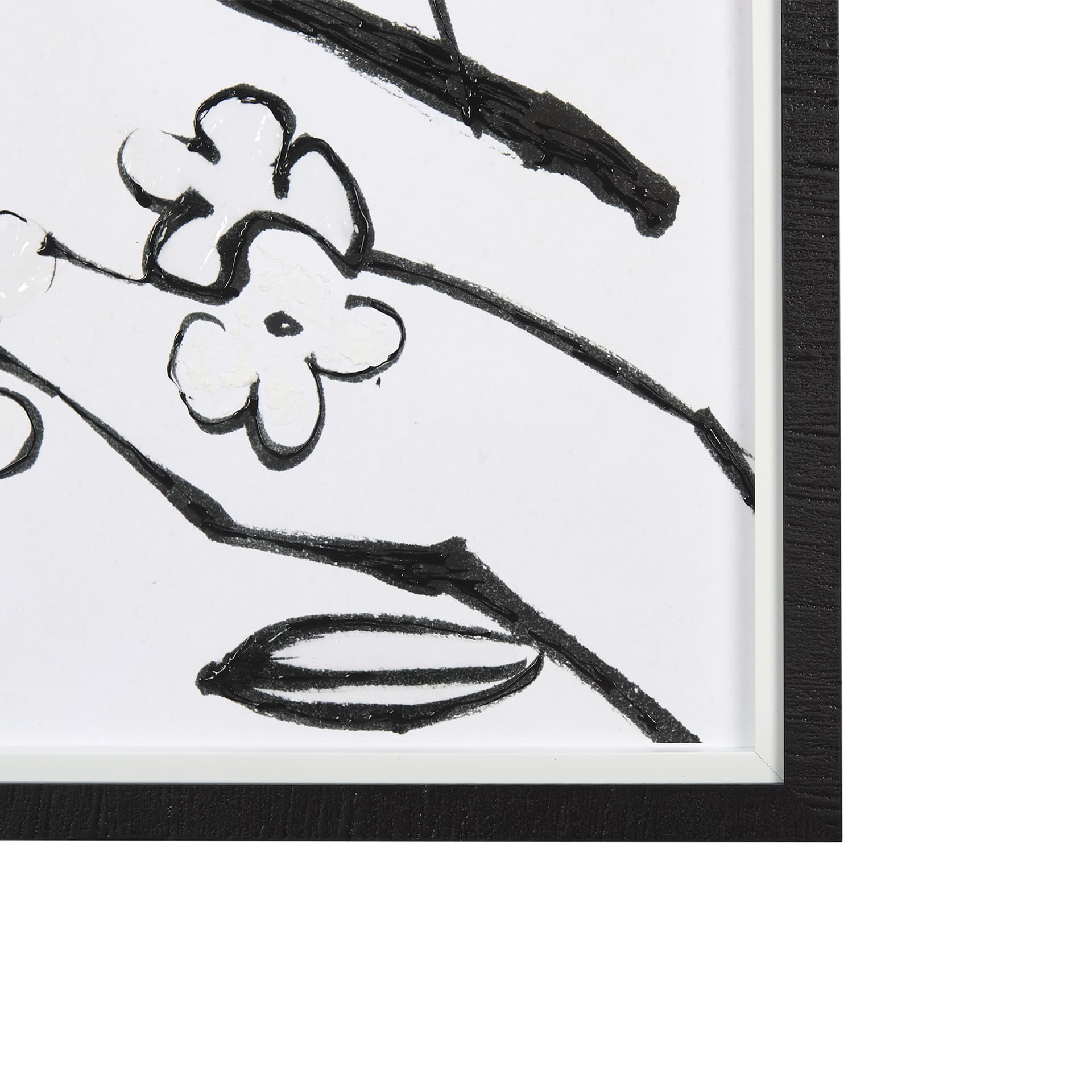 Blossoming Cherry Branch by Mercana Studio Hand Embellished Framed Art Print Matted under Glass — product photograph