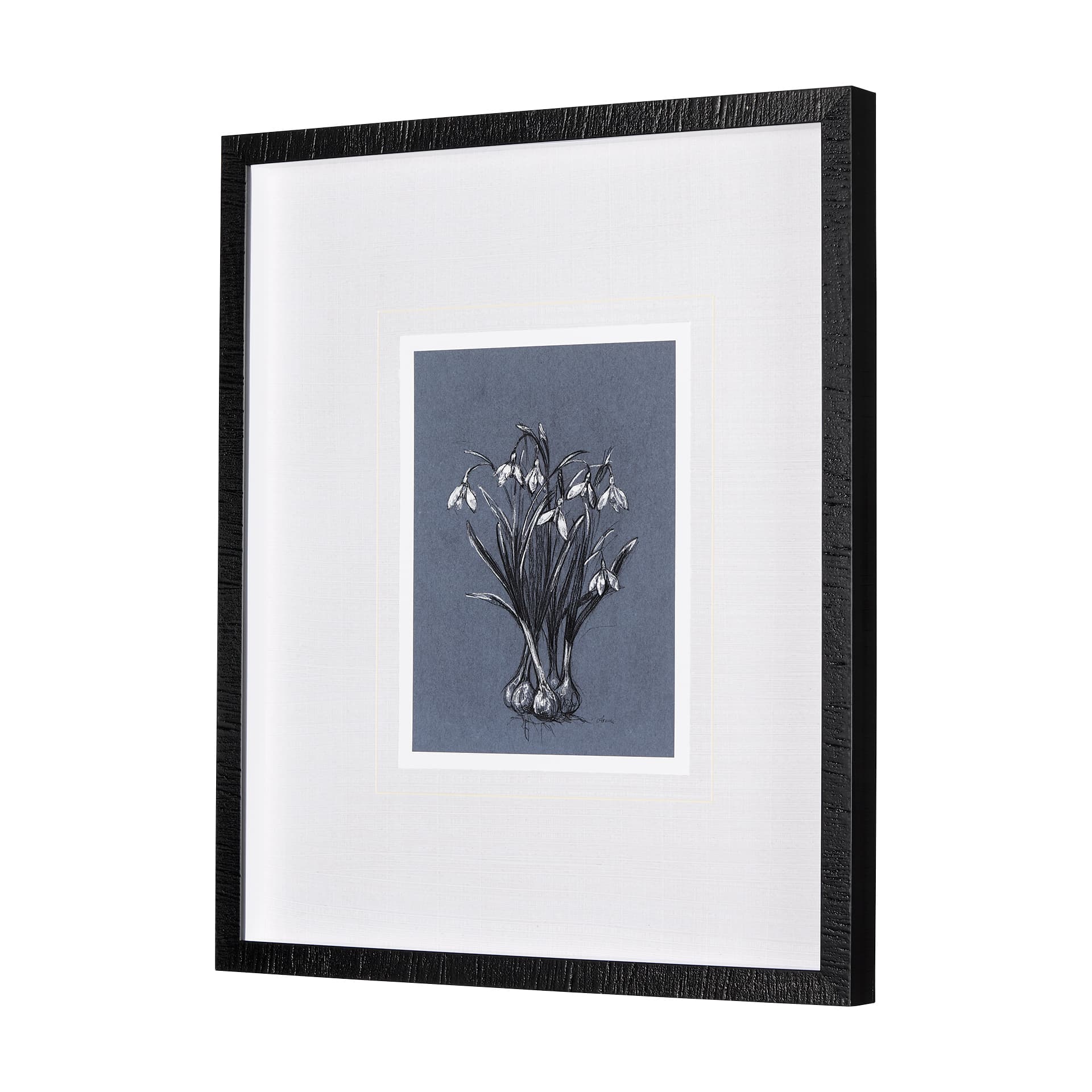 Botanical sketchesVI (Blue) by Mercana Studio Hand Embellished Framed Art Print Matted under Glass — product photograph