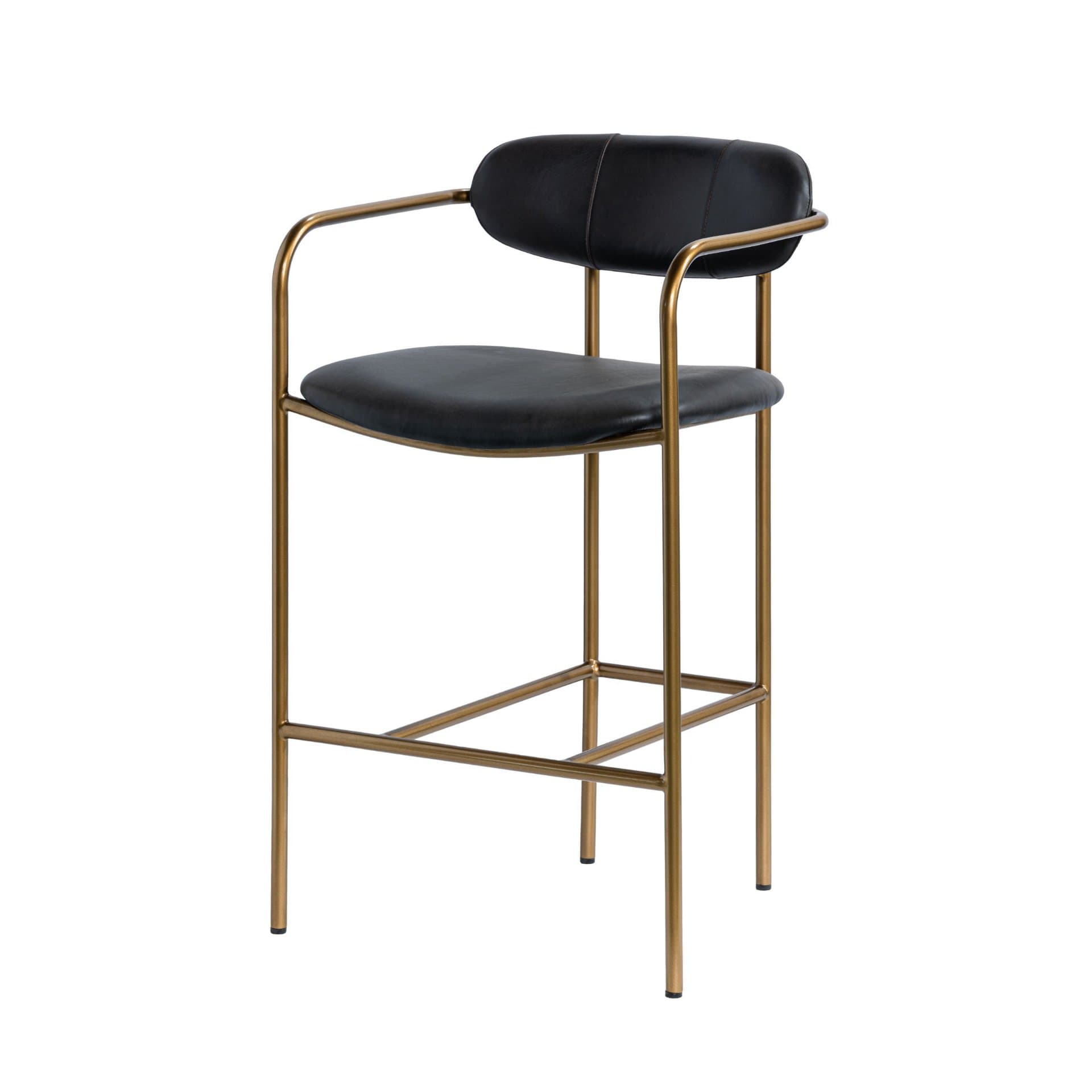 Parker Backless 36.5in Seat Counter Stool | Black Leather w/ Metal — product photograph