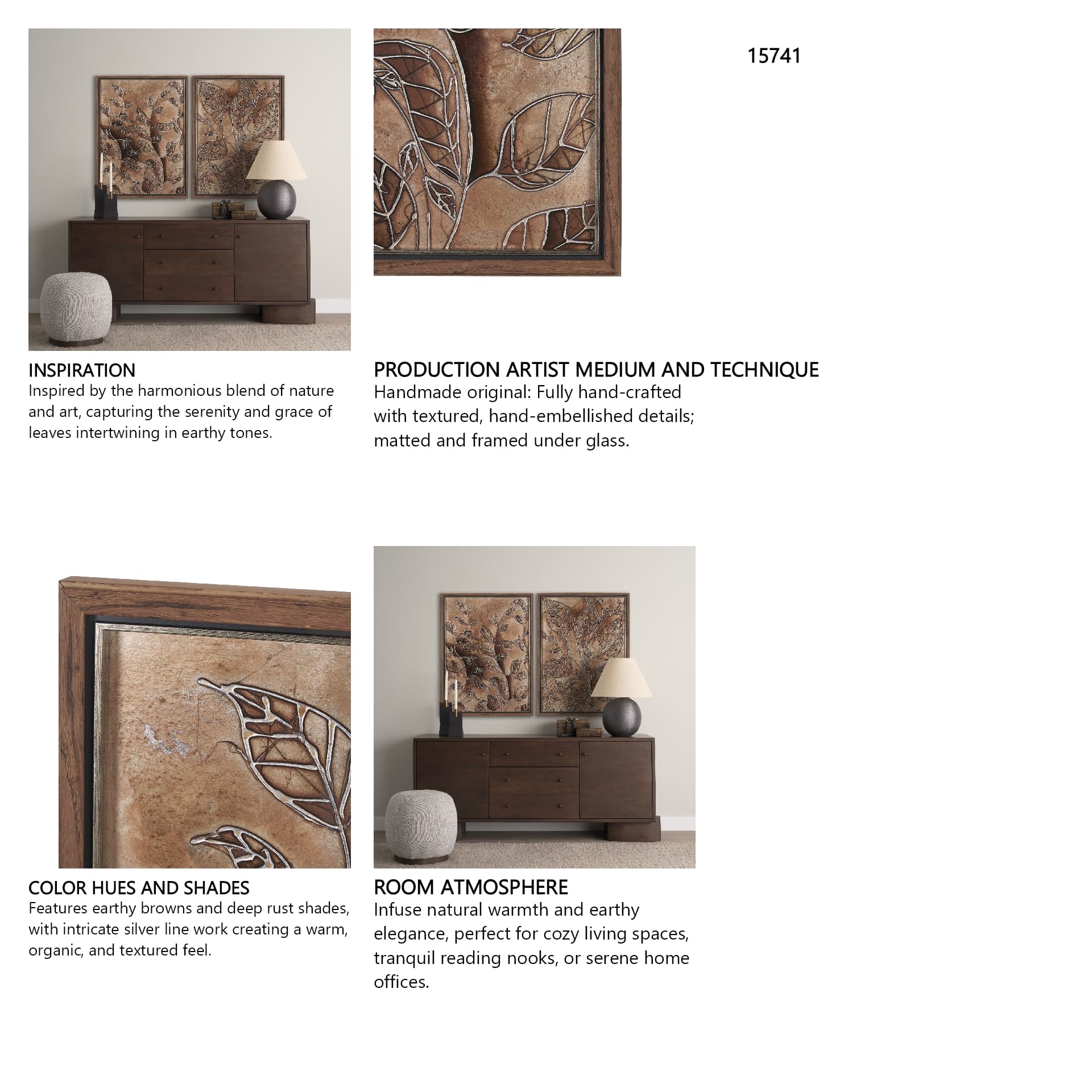 Bronze Beauty I by Studio M a handmade Original Framed 3D Textured Artwork — in a styled room