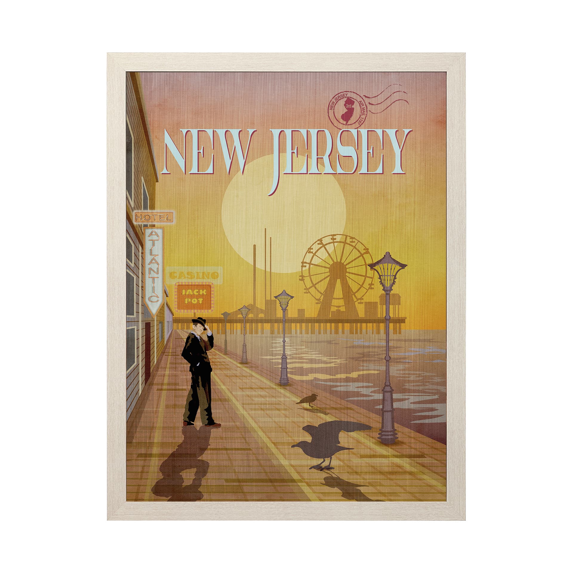 New Jersey Go USA (L) by Mercana Studio a Hand Embellished Decograph Framed Art Print — product photograph