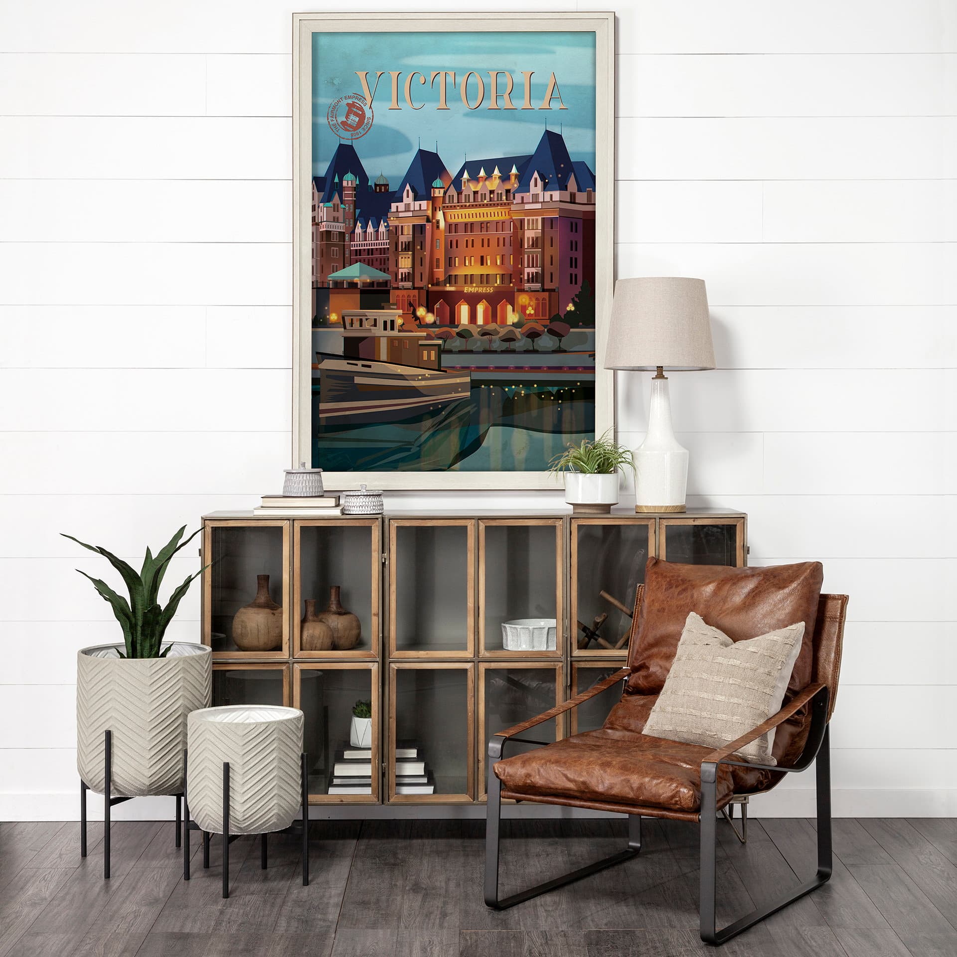 Victoria Go Canada (XL) by Mercana Studio a Hand Embellished Decograph Framed Art Print under Glass — in a styled room