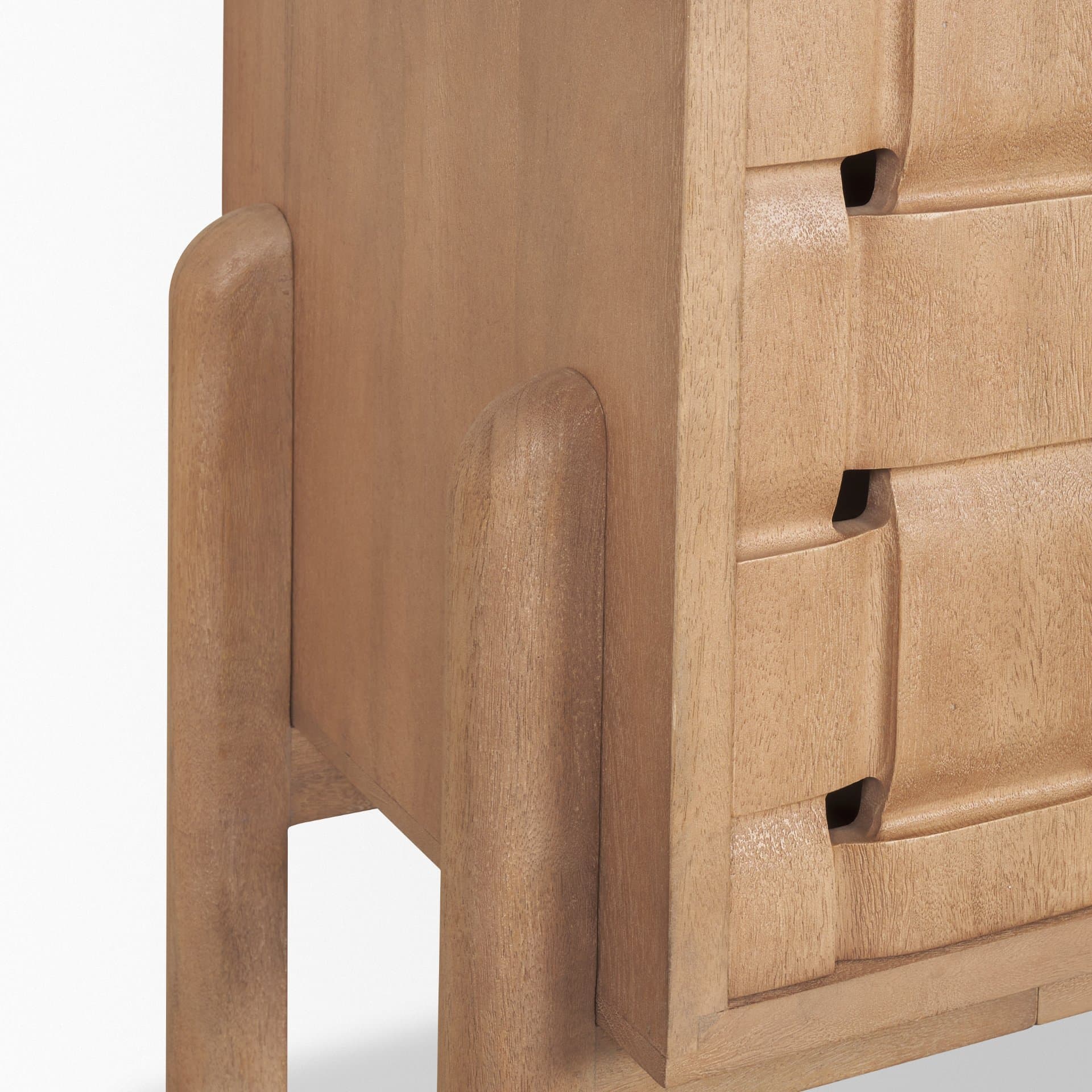 Trellyn Light Brown Solid Wood 4-Door Sideboard with Carved Woven Doors — product photograph