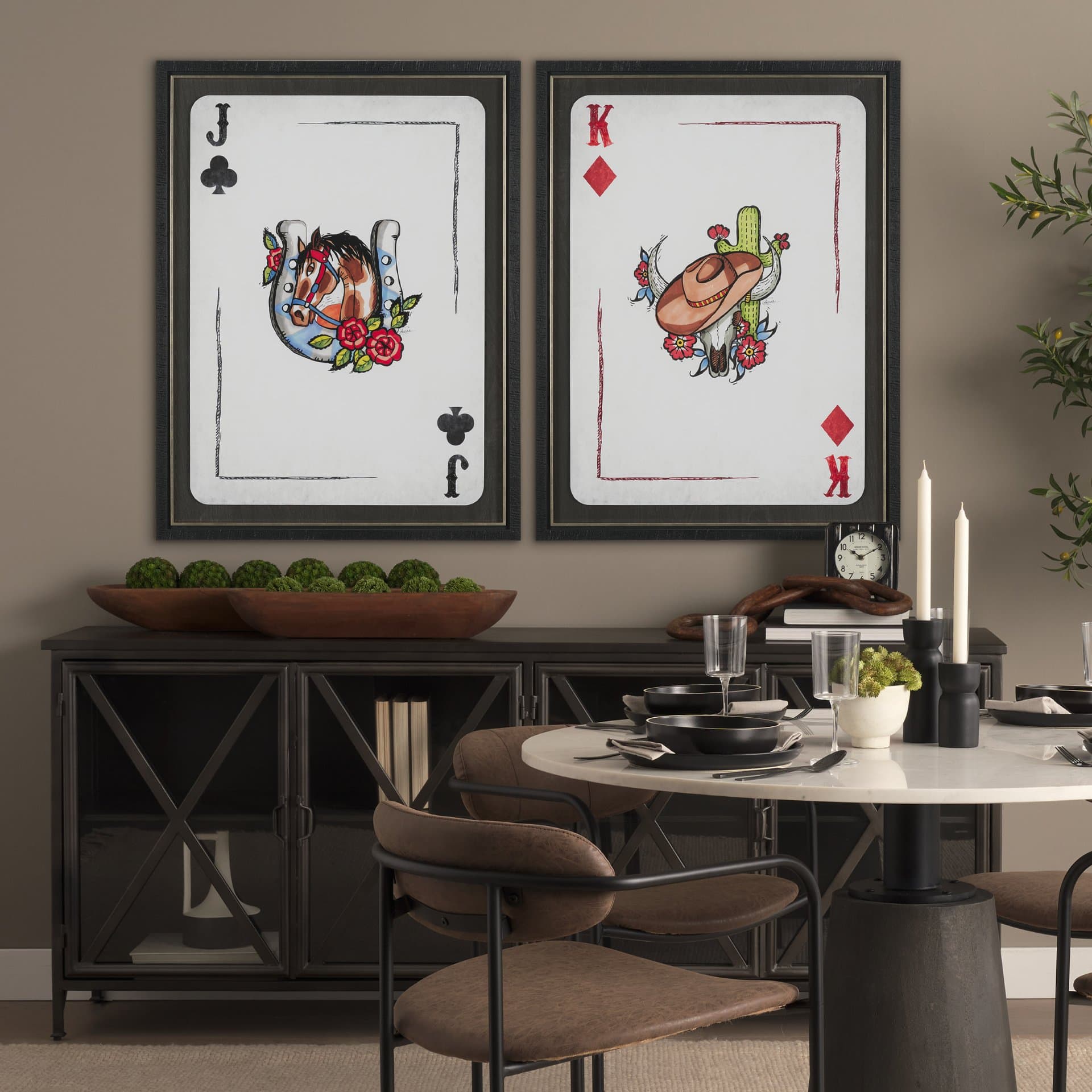Wild West IV by Mercana Studio Hand-Embellished Framed Artwork Matted under Glass — in a styled room
