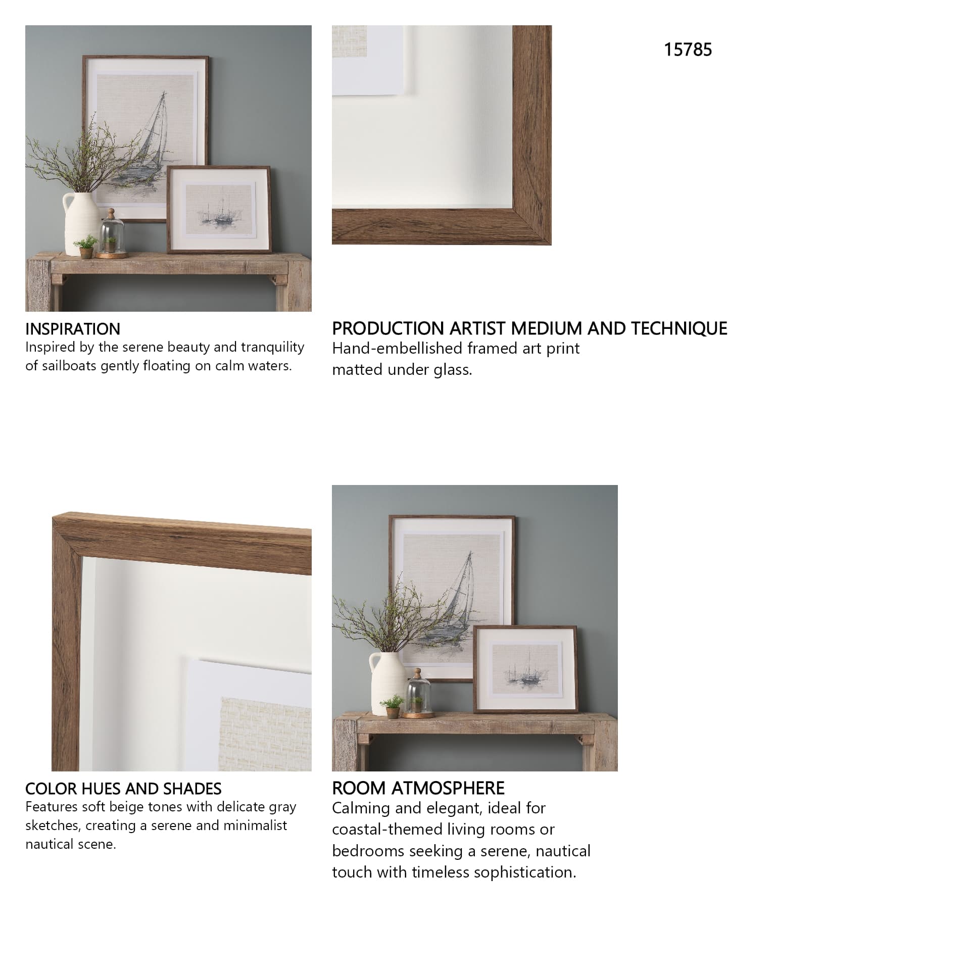 Sail Away IV by Mercana Studio a Hand Embellished Framed Art Print Matted under Glass — in a styled room