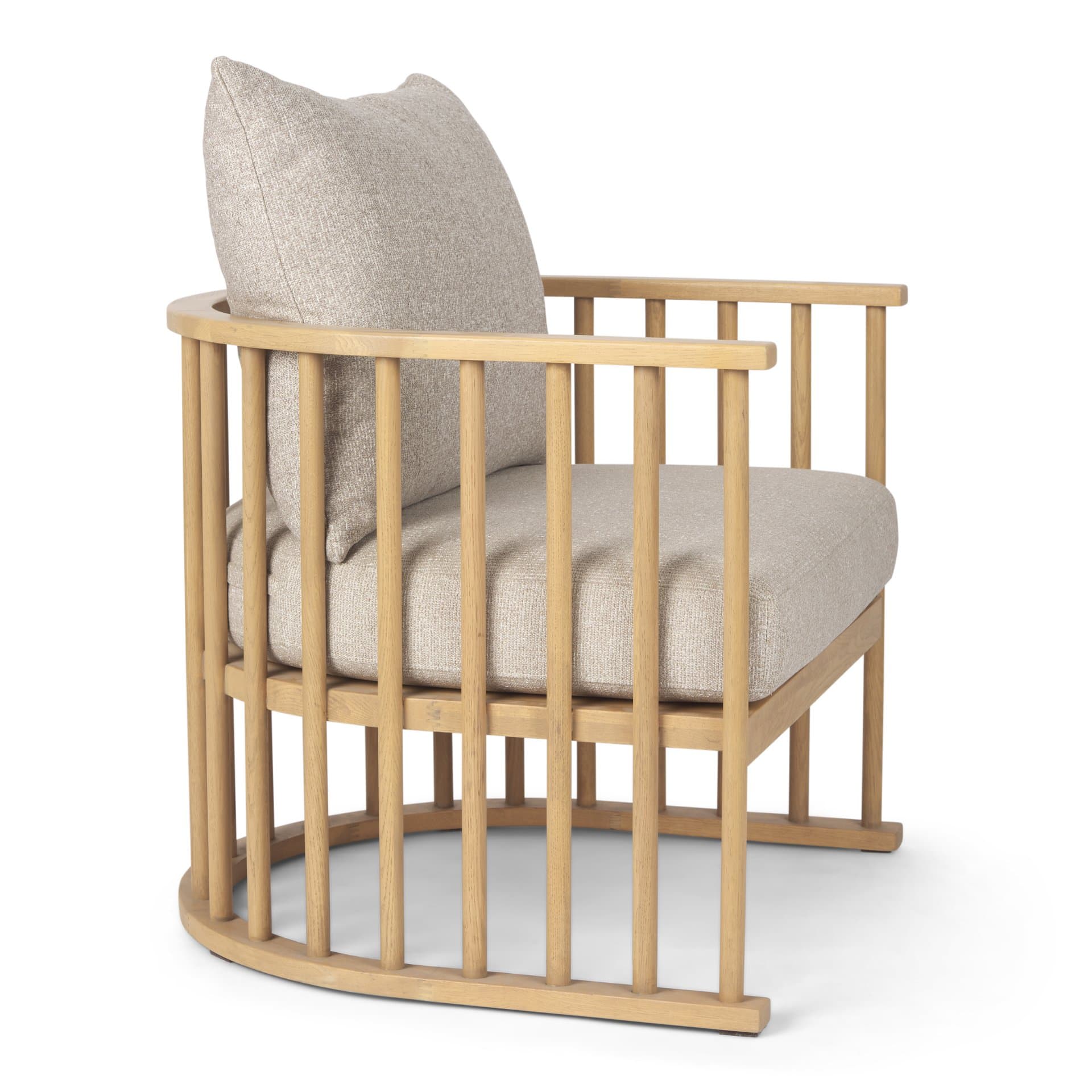 Kopari Beige Fabric W/Light Brown Wood Accent Chair — product photograph
