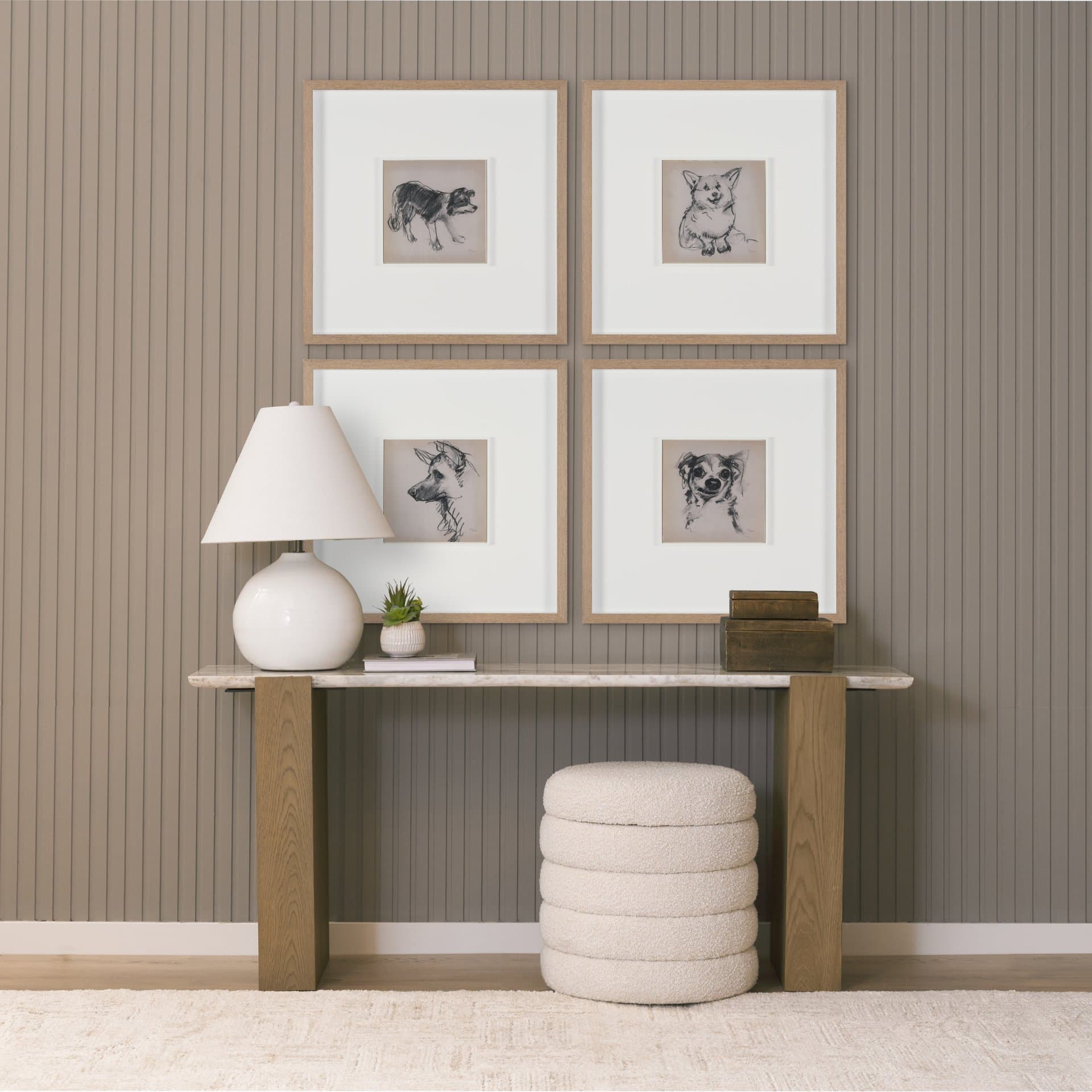 German Shepherd by Mercana Studio Hand-Embellished Framed Artwork Matted under Glass — in a styled room