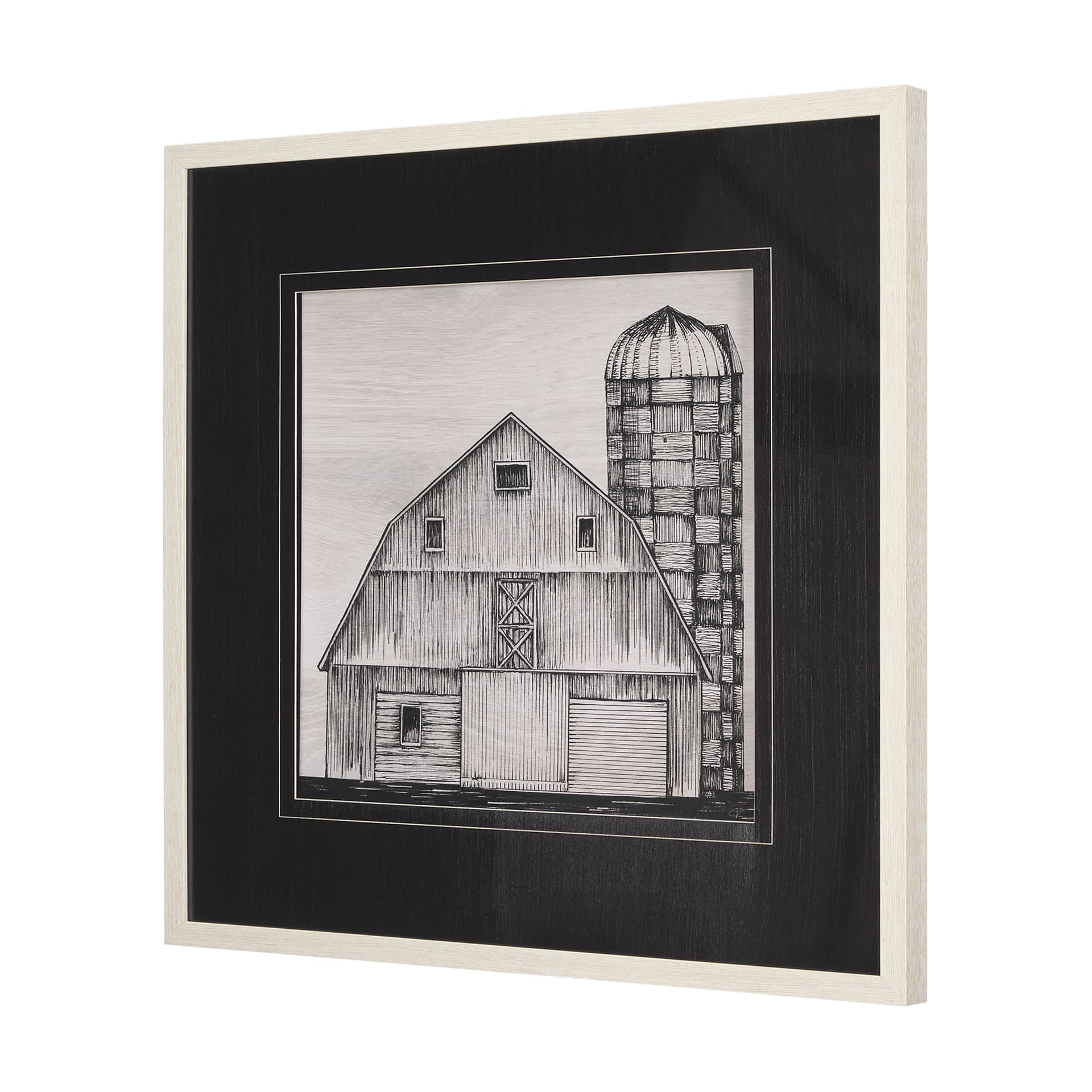Barn Buildings II by Mercana Studio a Hand Embellished Textured Framed Art Print Matted under Glass — product photograph