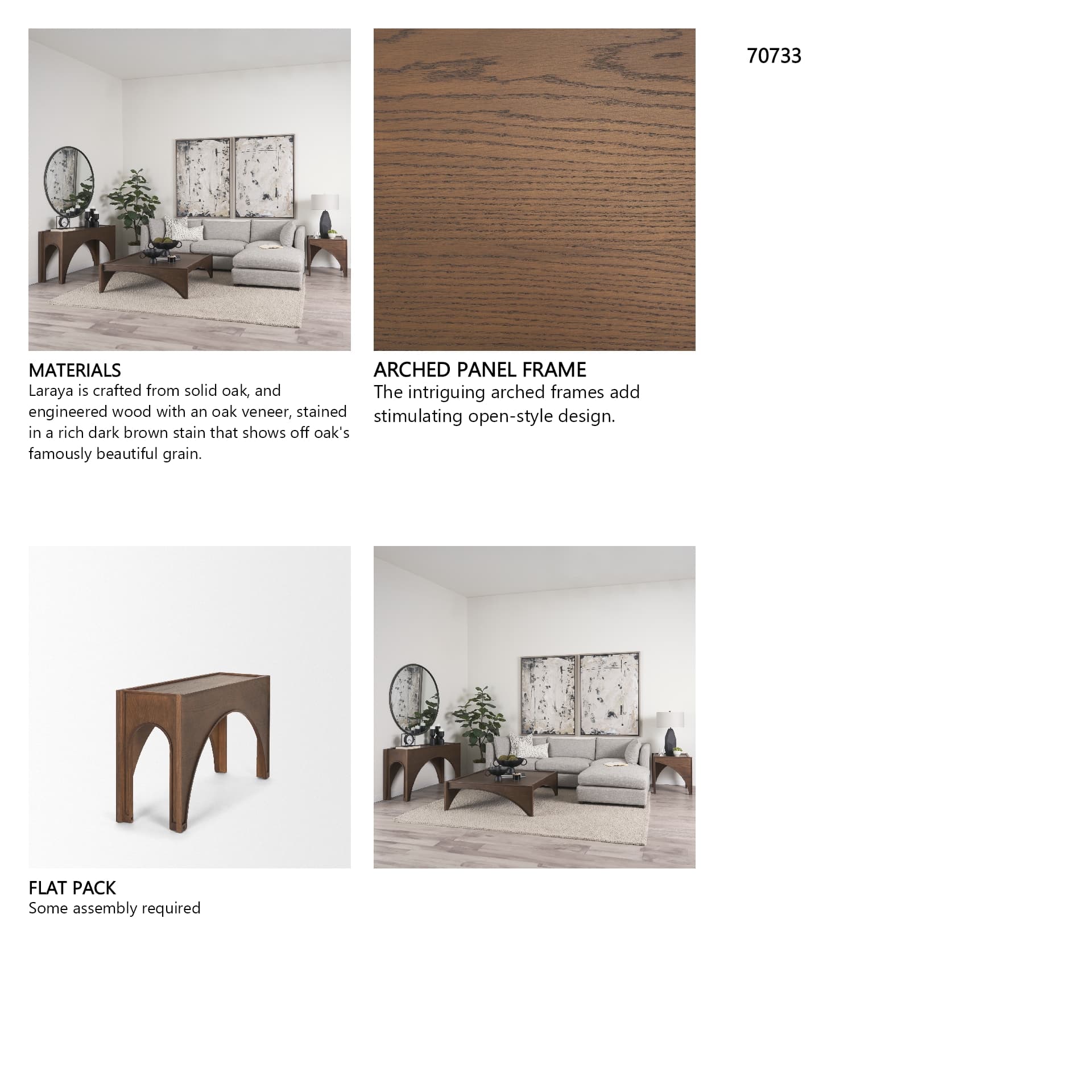 Laraya Dark Brown Wood Arched Console Table — in a styled room