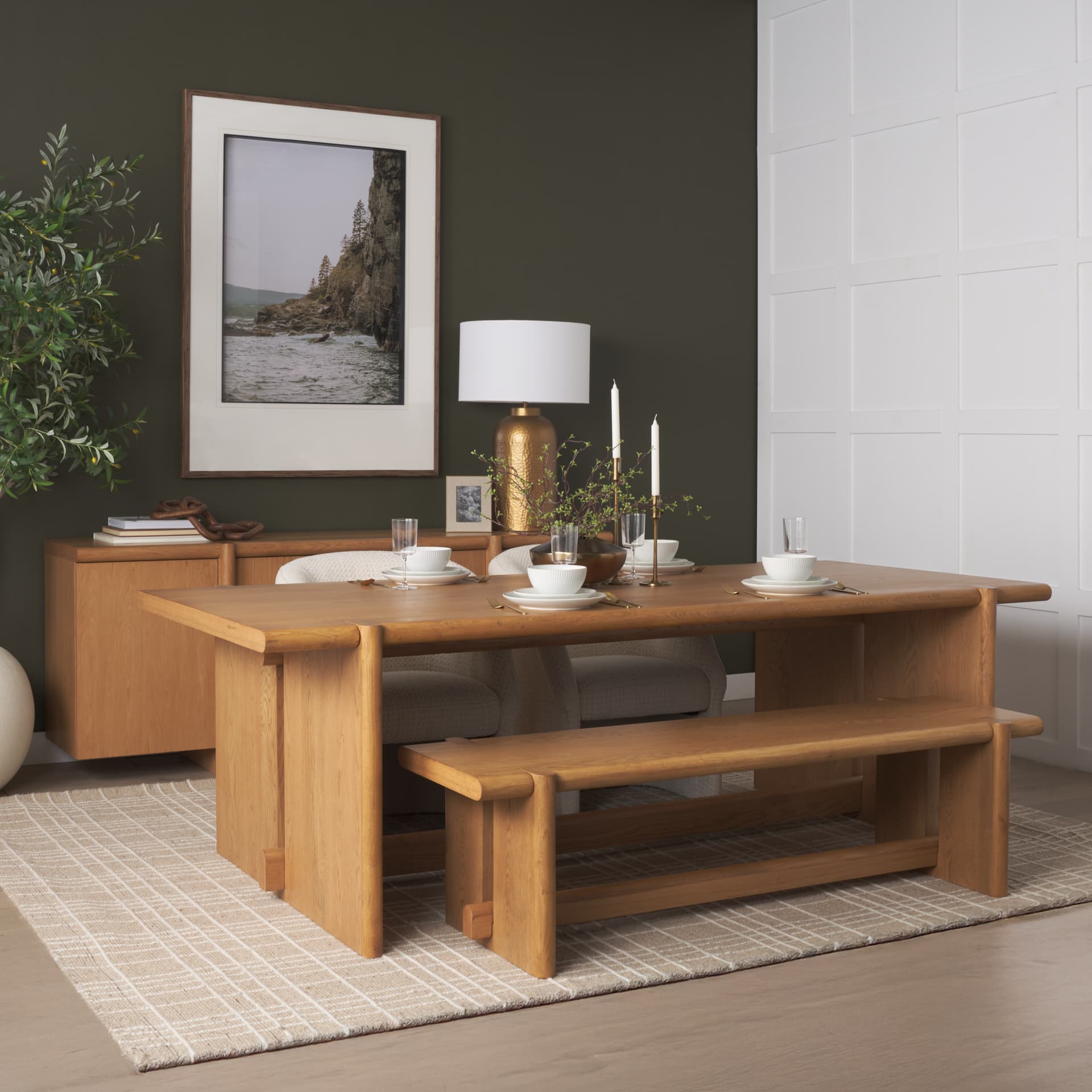 Rowan Light Brown Oak Wood Closed 4 Door Sideboard — product photograph