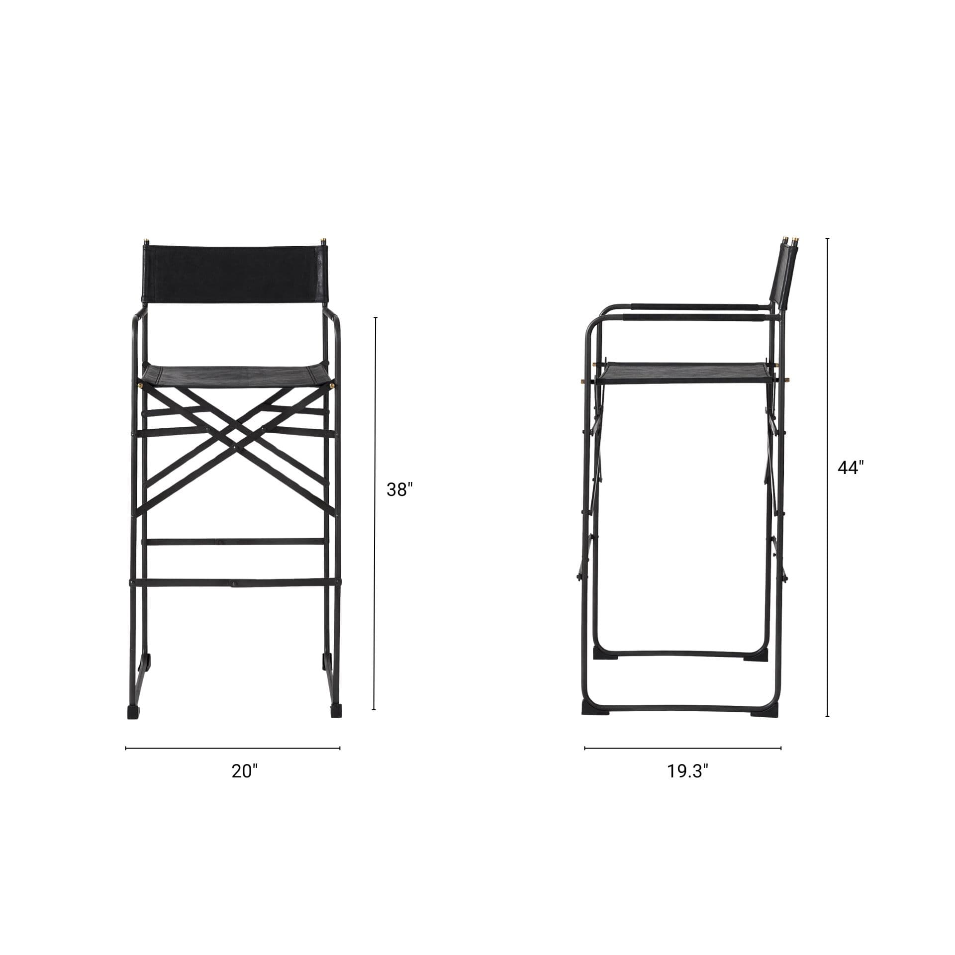 Direttore Backless 44.1in Seat Bar Stool | Black Leather w/ Black Iron — product photograph